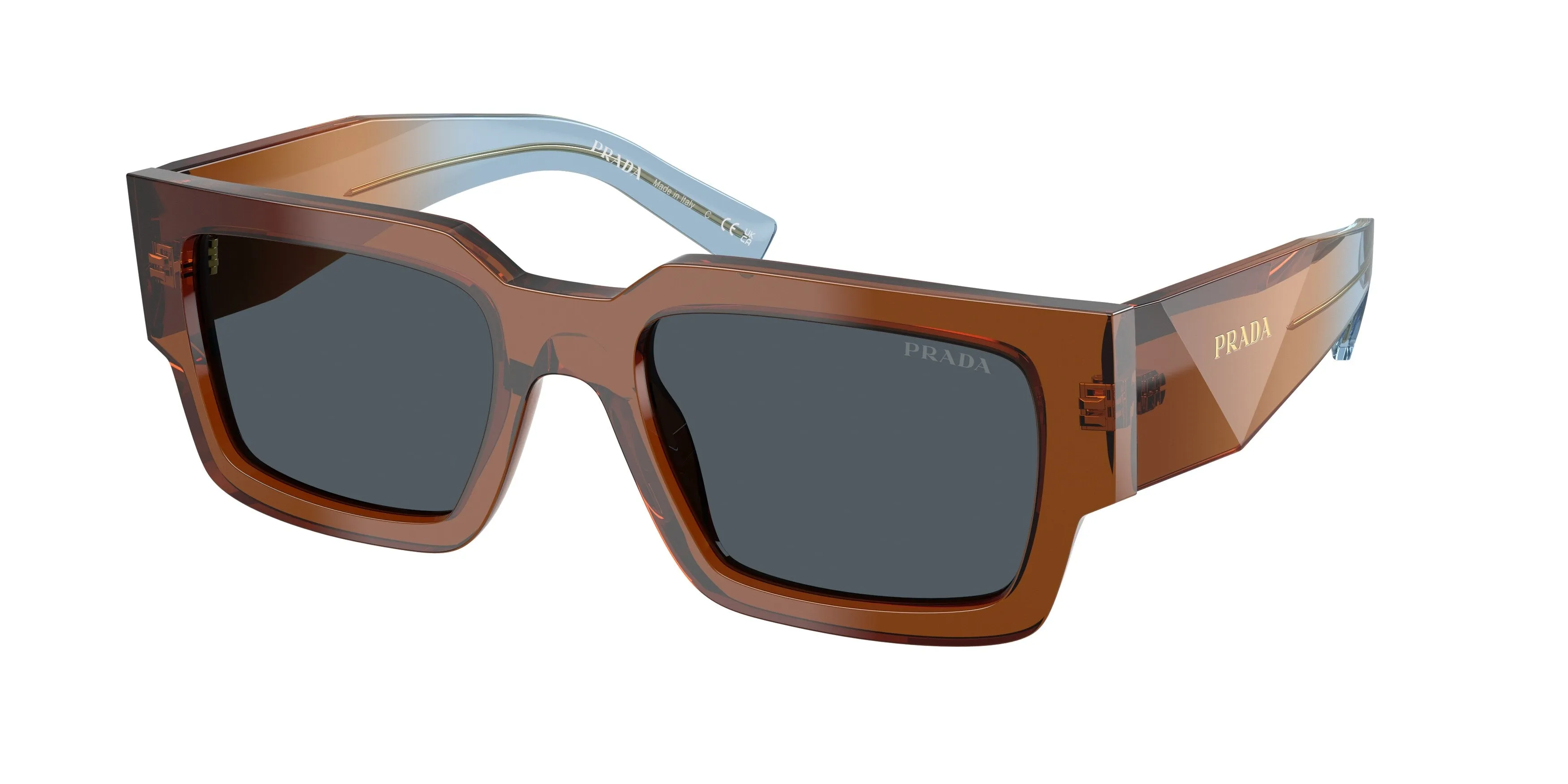 Prada PR B17S 25F70B Occhiali da sole Acetato Marrone Grigio Squadrata Normale - immagine 1