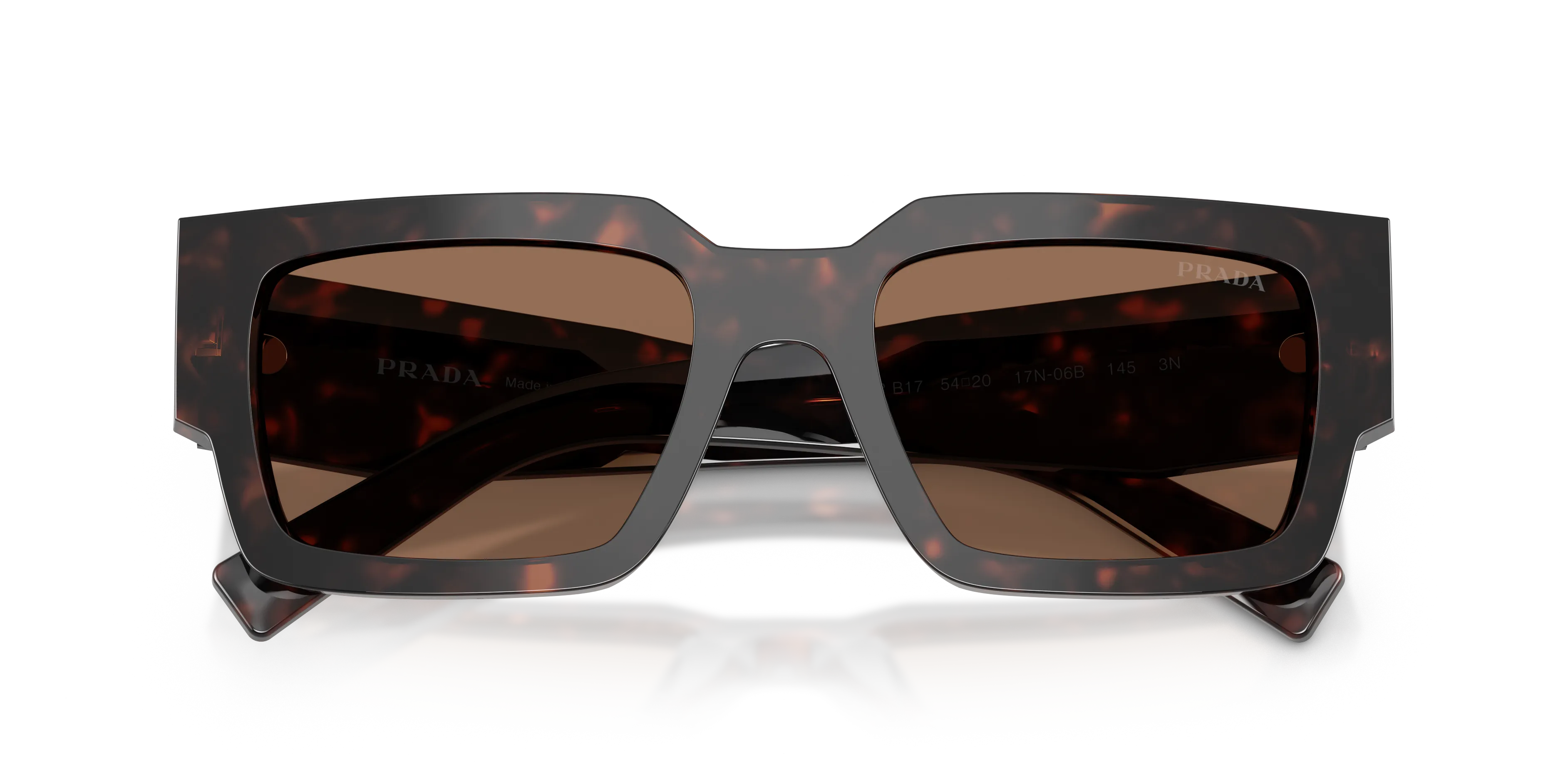 Prada PR B17S 17N06B Occhiali da sole Acetato Tartaruga Marrone Squadrata Normale - immagine 2