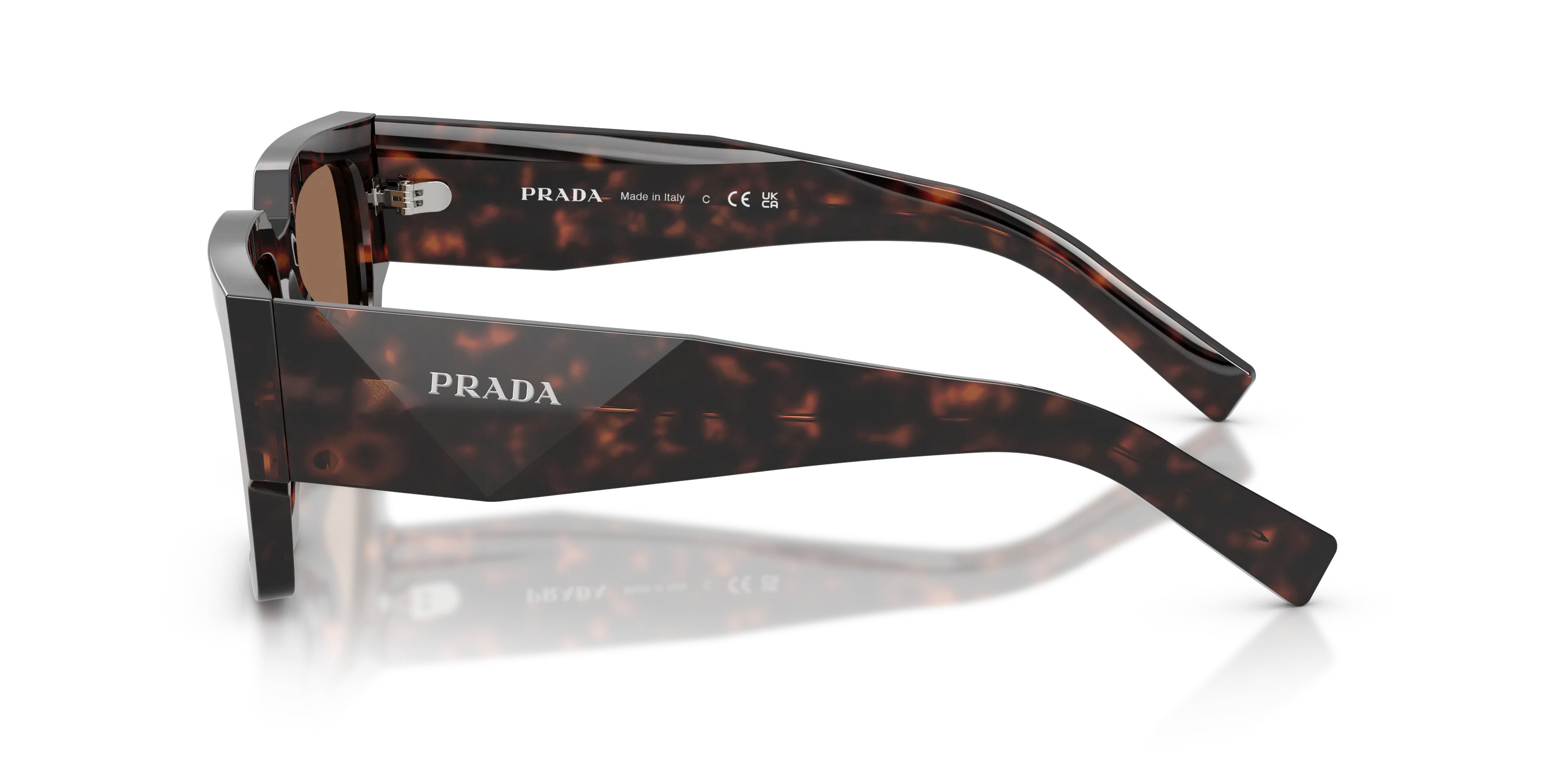 Prada PR B17S 17N06B Occhiali da sole Acetato Tartaruga Marrone Squadrata Normale - immagine 3