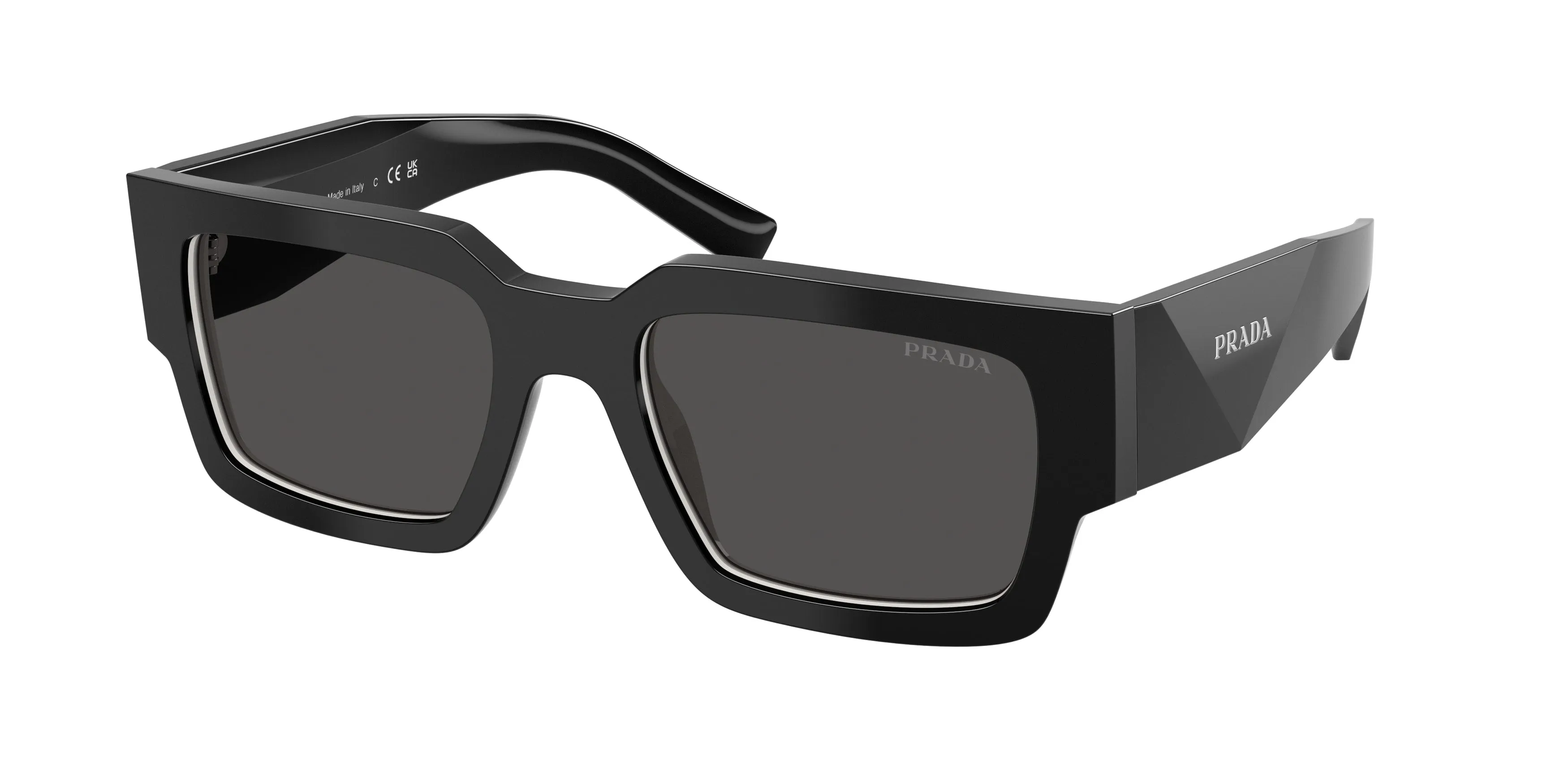 Prada PR B17S 16K08Z Occhiali da sole Acetato Nero Grigio Squadrata Normale - immagine 1