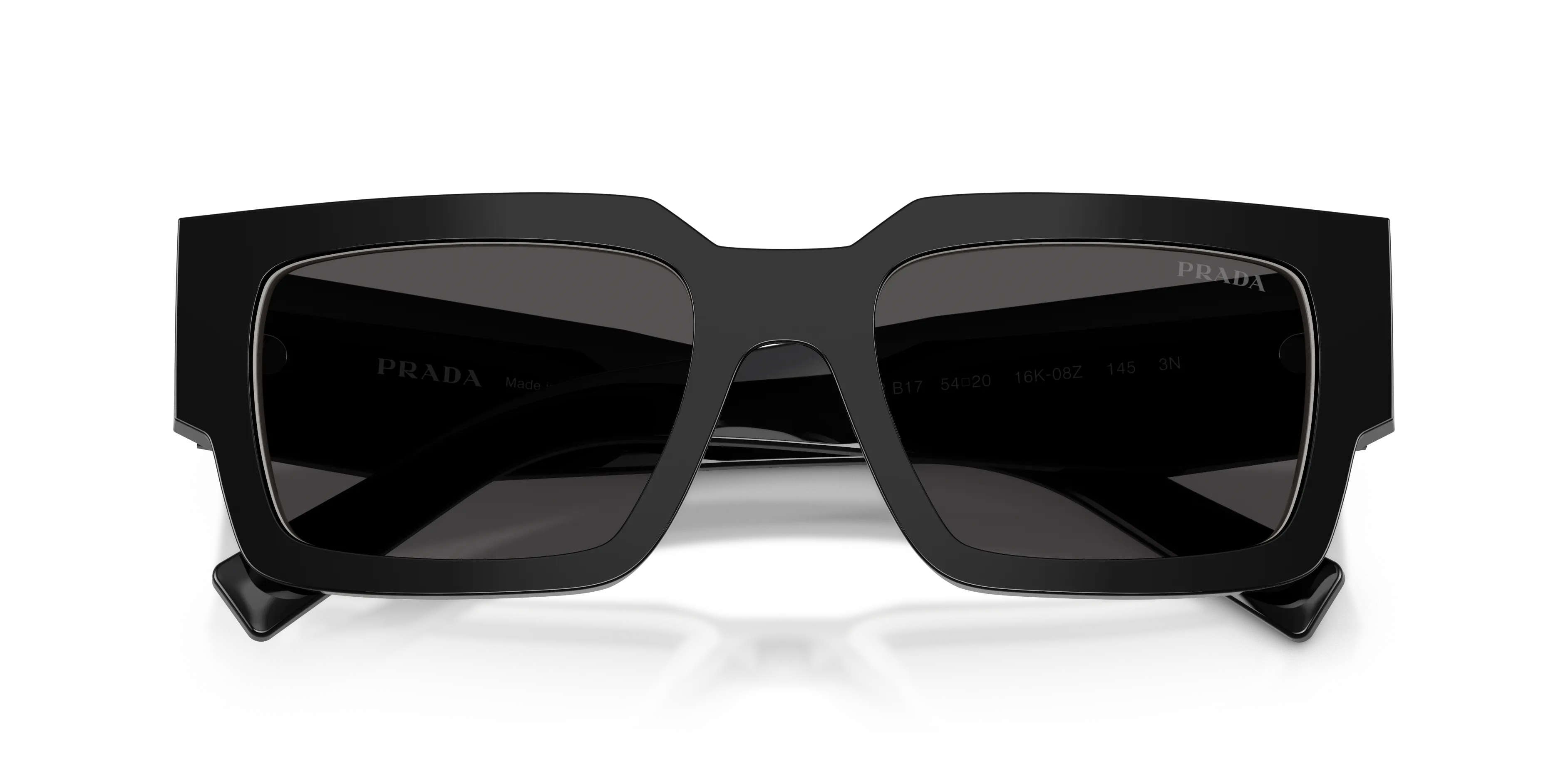 Prada PR B17S 16K08Z Occhiali da sole Acetato Nero Grigio Squadrata Normale - immagine 2
