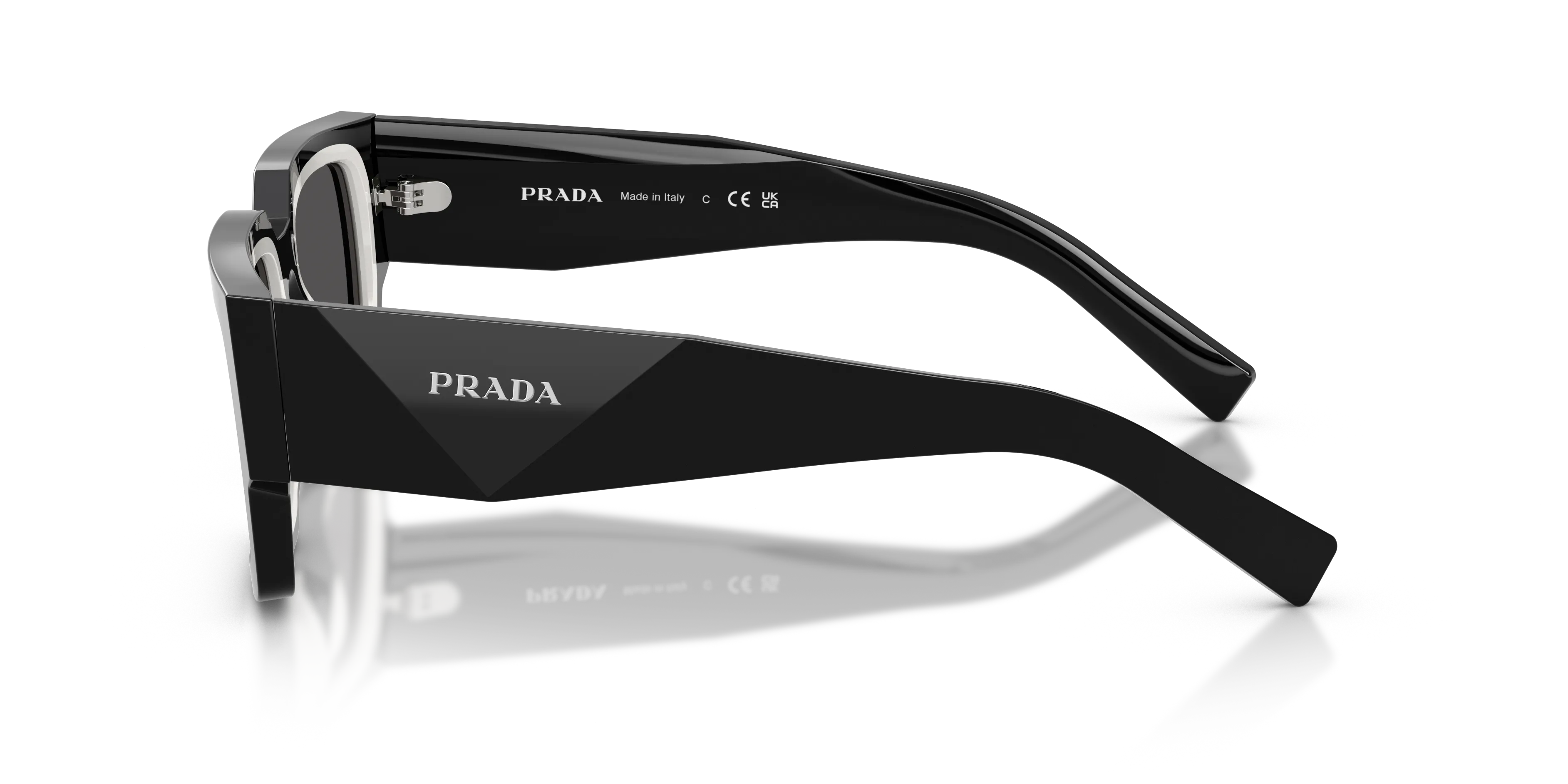 Prada PR B17S 16K08Z Occhiali da sole Acetato Nero Grigio Squadrata Normale - immagine 4