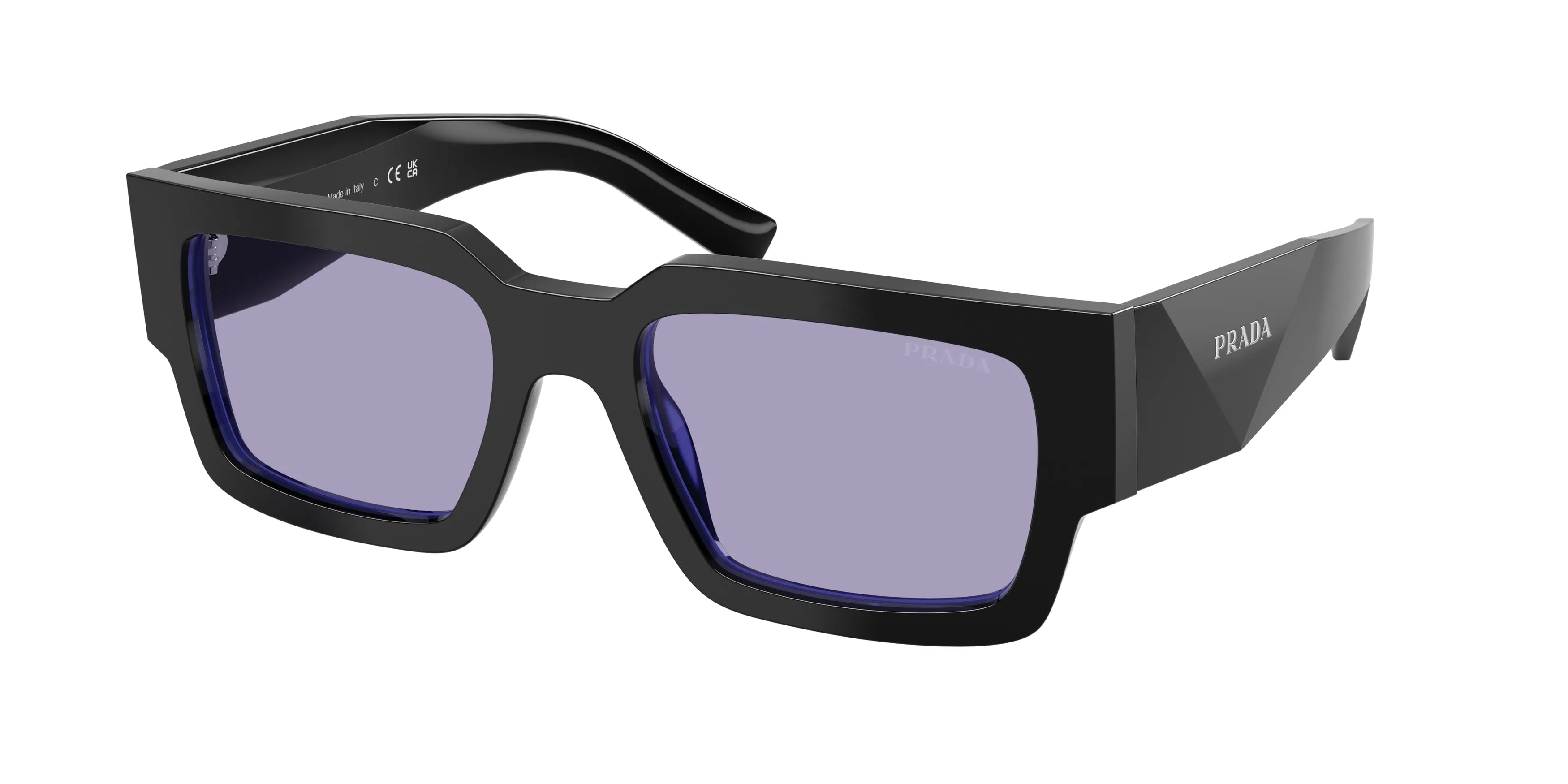 Prada PR B17S 16K01O Occhiali da sole Acetato Nero Viola Squadrata Normale - immagine 1