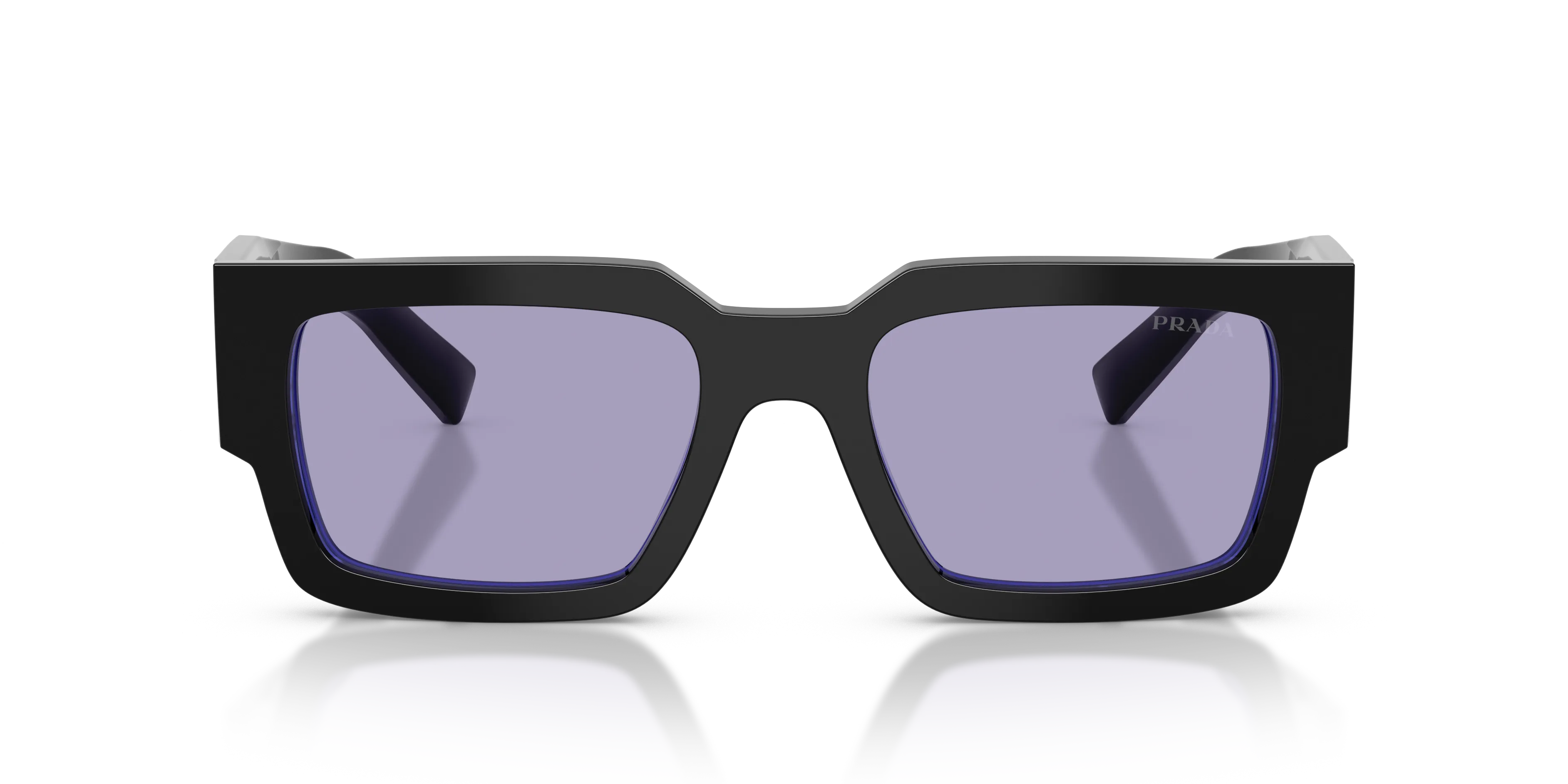 Prada PR B17S 16K01O Occhiali da sole Acetato Nero Viola Squadrata Normale - immagine 3