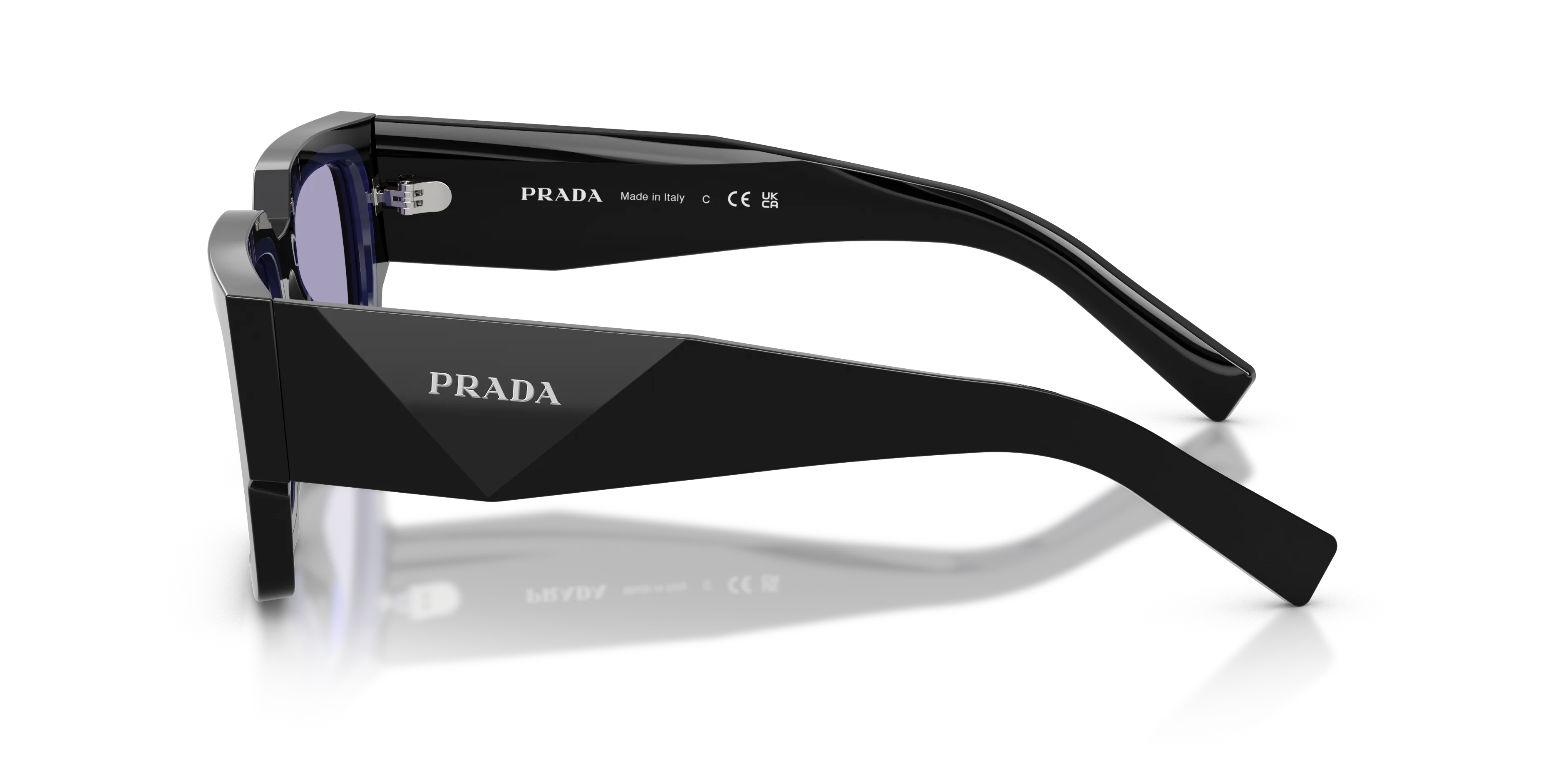 Prada PR B17S 16K01O Occhiali da sole Acetato Nero Viola Squadrata Normale - immagine 4