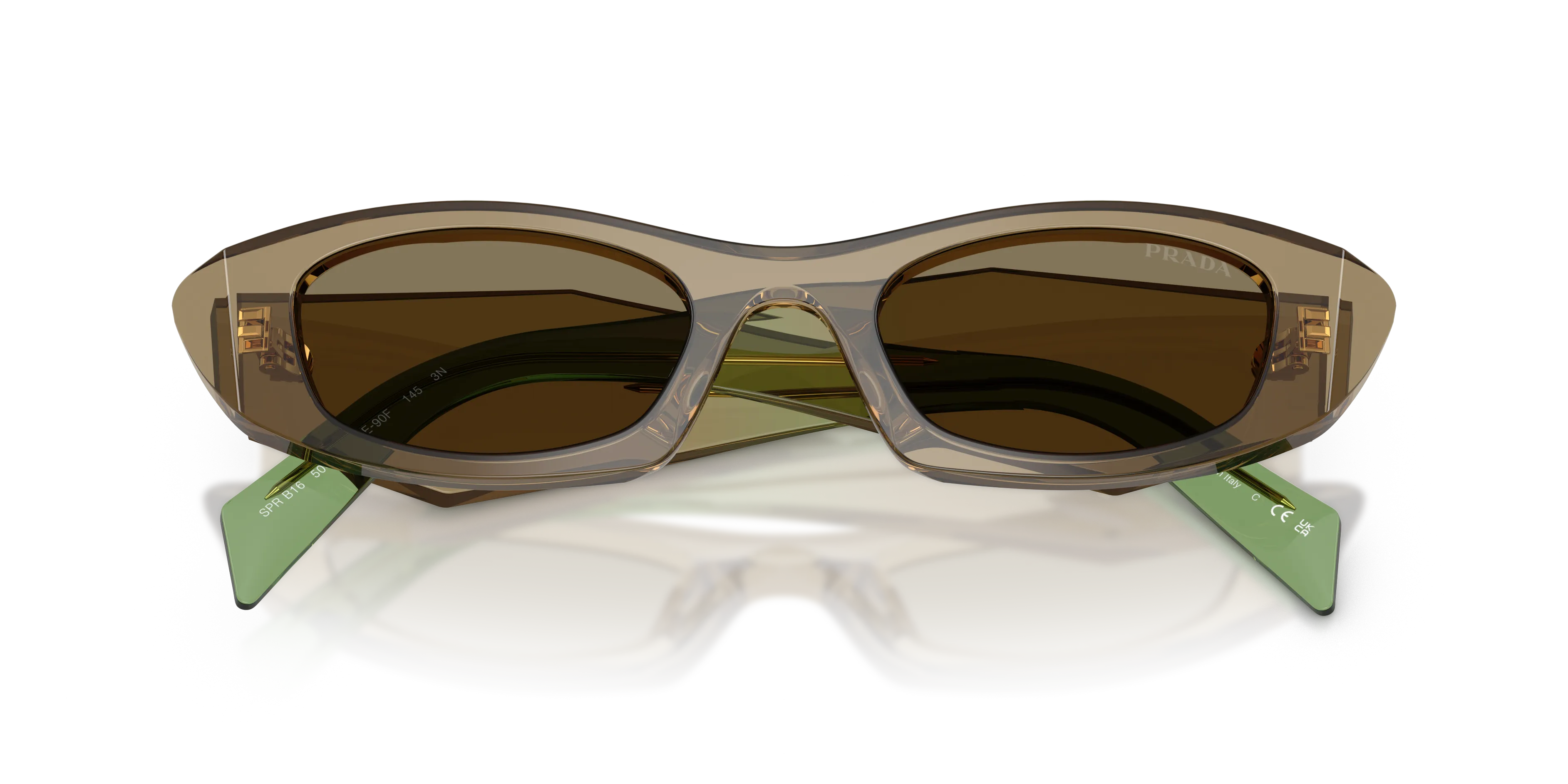 Prada PR B16S 29E90F Occhiali da sole Acetato Marrone Marrone Rotonda Normale - immagine 2