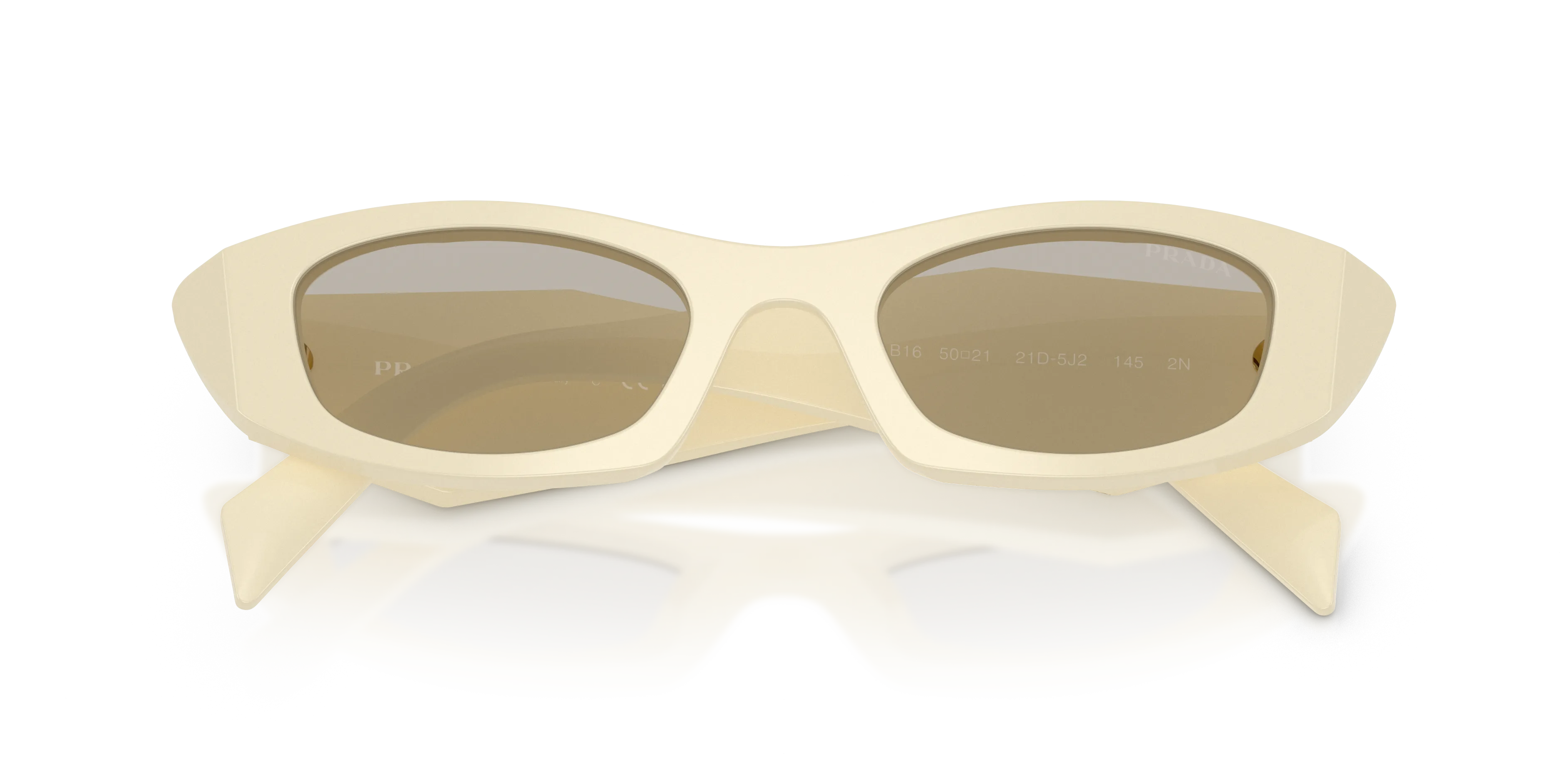 Prada PR B16S 21D5J2 Occhiali da sole Acetato Bianco Marrone Rotonda Normale - immagine 2