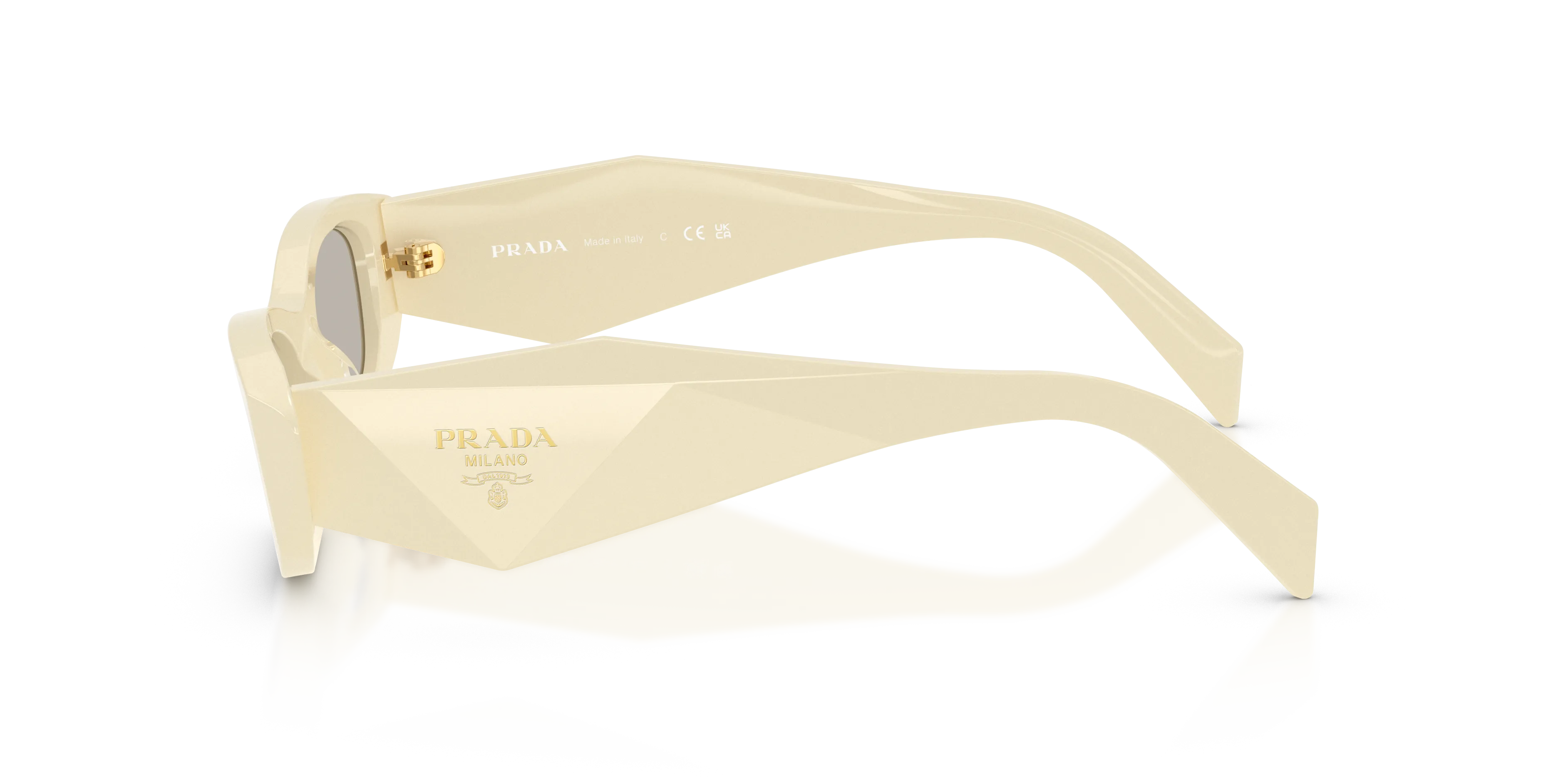 Prada PR B16S 21D5J2 Occhiali da sole Acetato Bianco Marrone Rotonda Normale - immagine 4