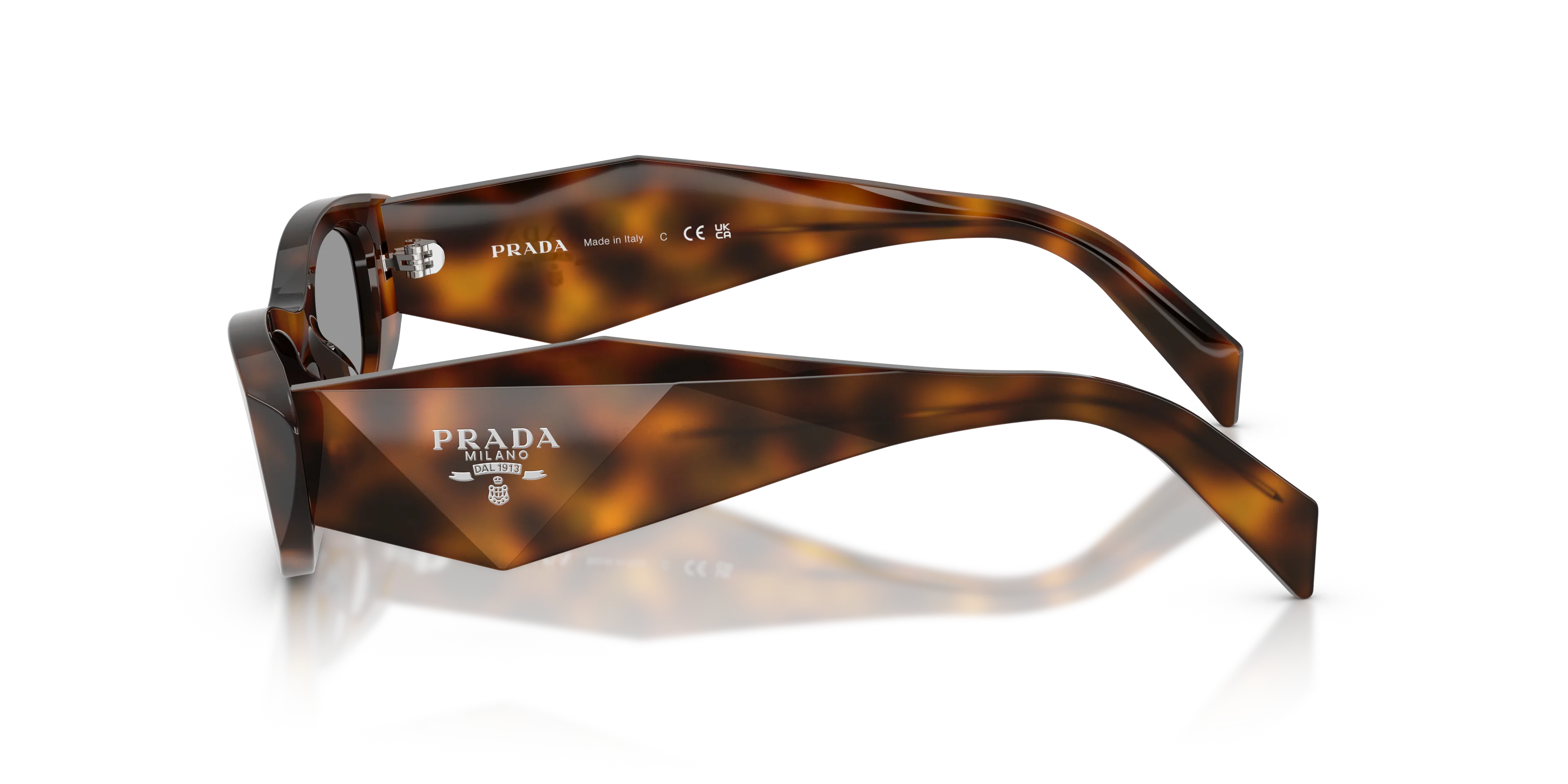 Prada PR B16S 20D50Q Occhiali da sole Acetato Havana Grigio Rotonda Normale - immagine 4
