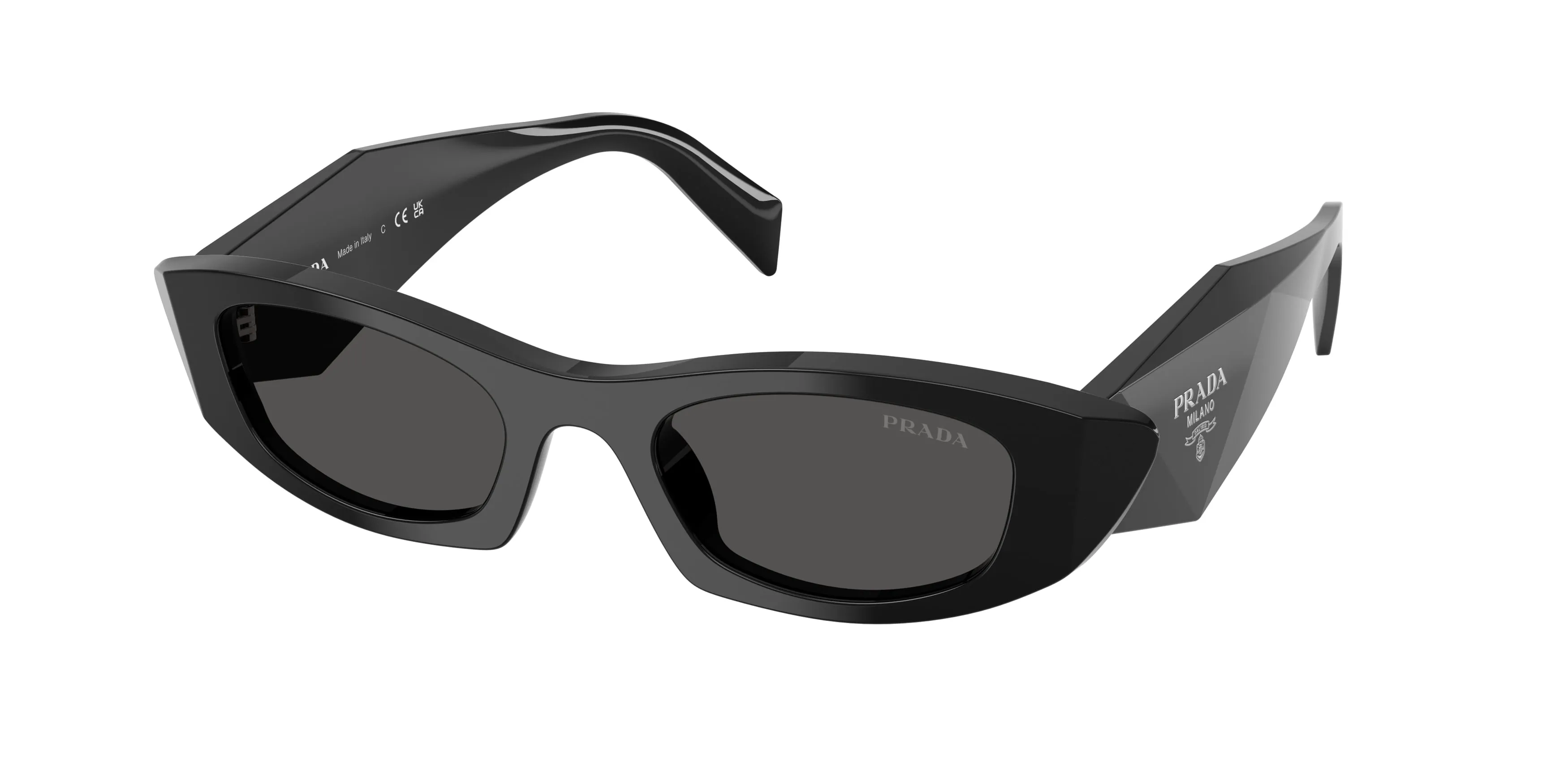 Prada PR B16S 16K08Z Occhiali da sole Acetato Nero Grigio Rotonda Normale - immagine 1