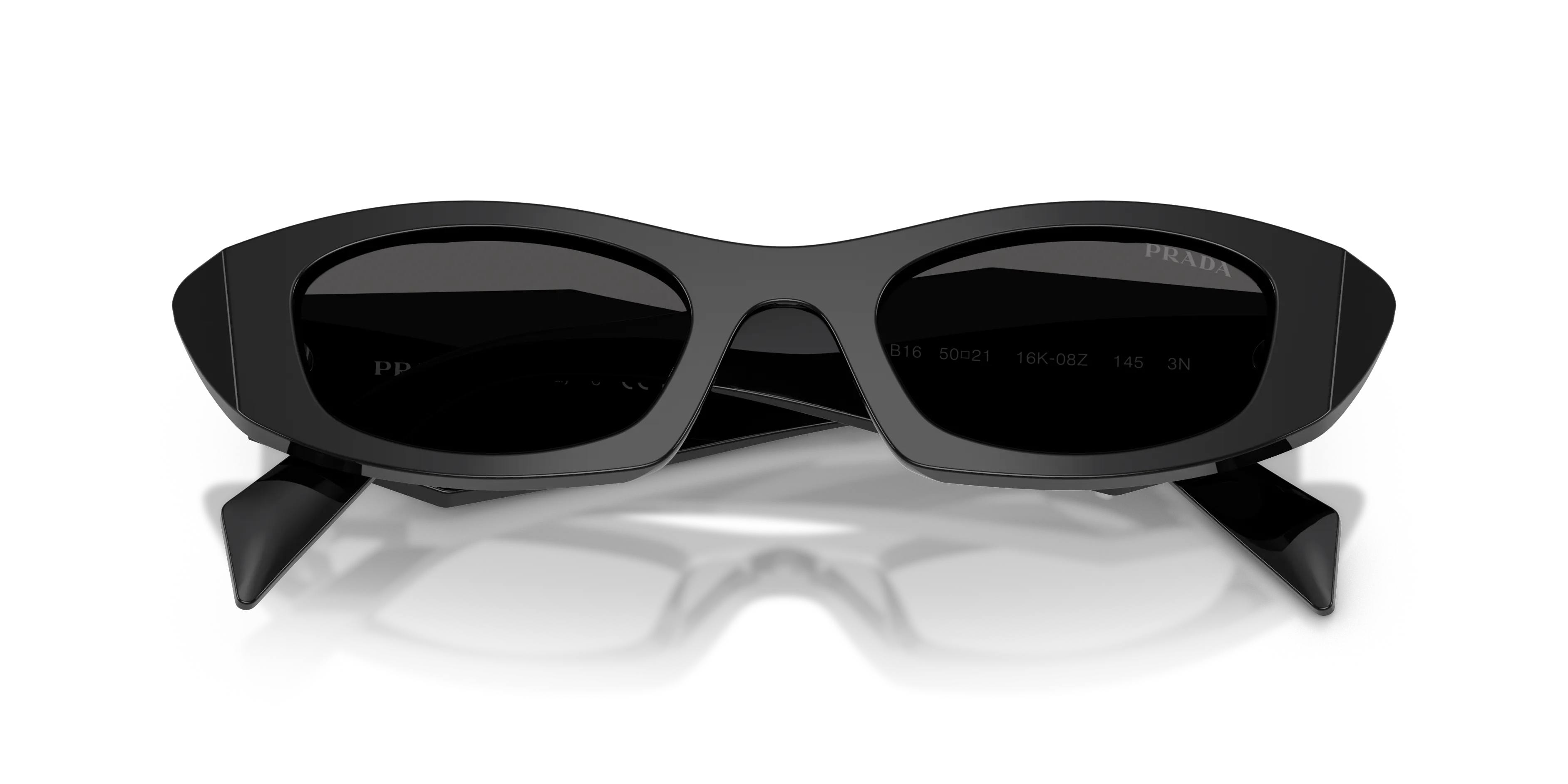 Prada PR B16S 16K08Z Occhiali da sole Acetato Nero Grigio Rotonda Normale - immagine 2