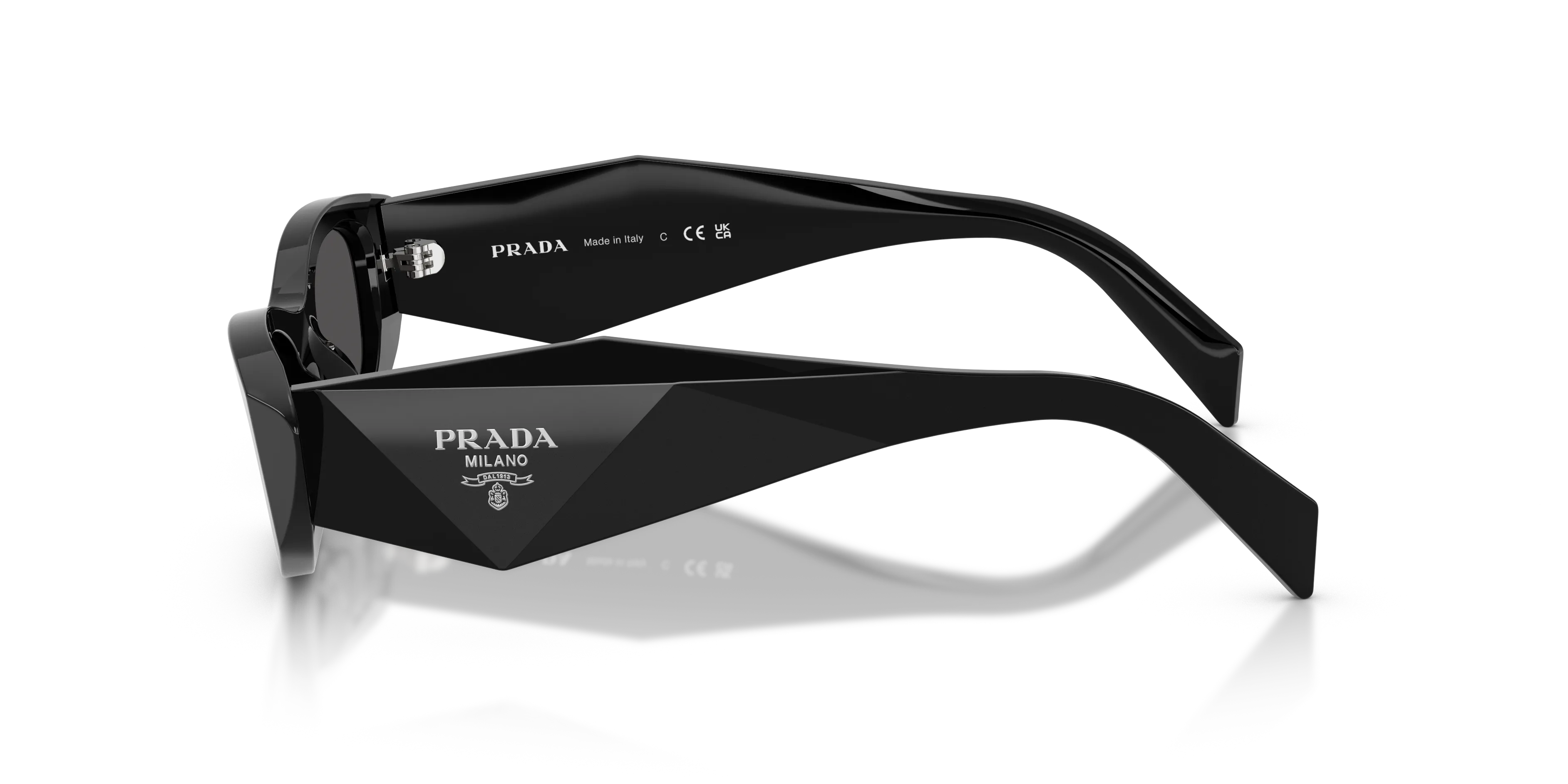 Prada PR B16S 16K08Z Occhiali da sole Acetato Nero Grigio Rotonda Normale - immagine 4