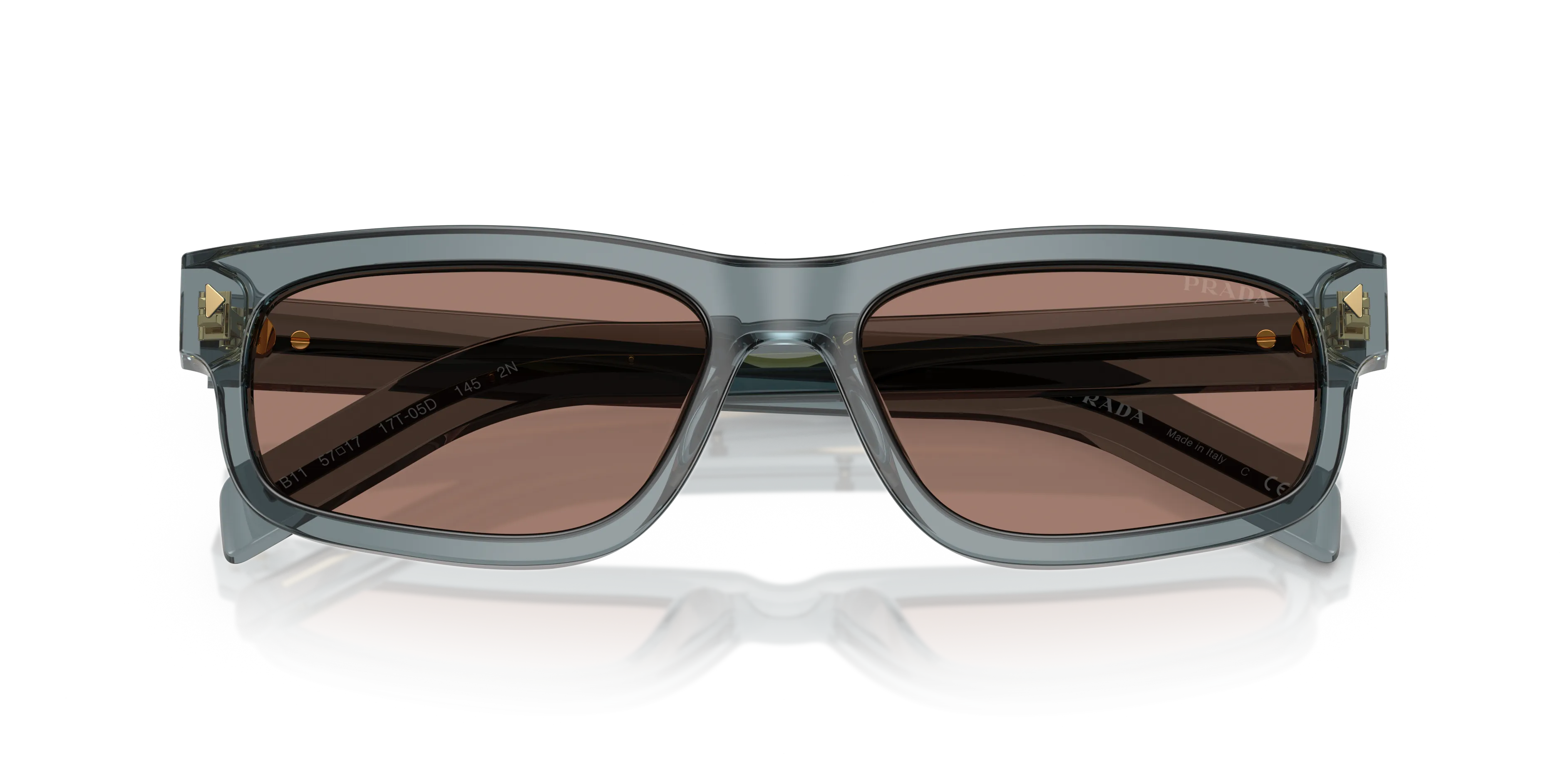 Prada PR B11S 17T05D Occhiali da sole Acetato Blu Marrone Squadrata Normale - immagine 2