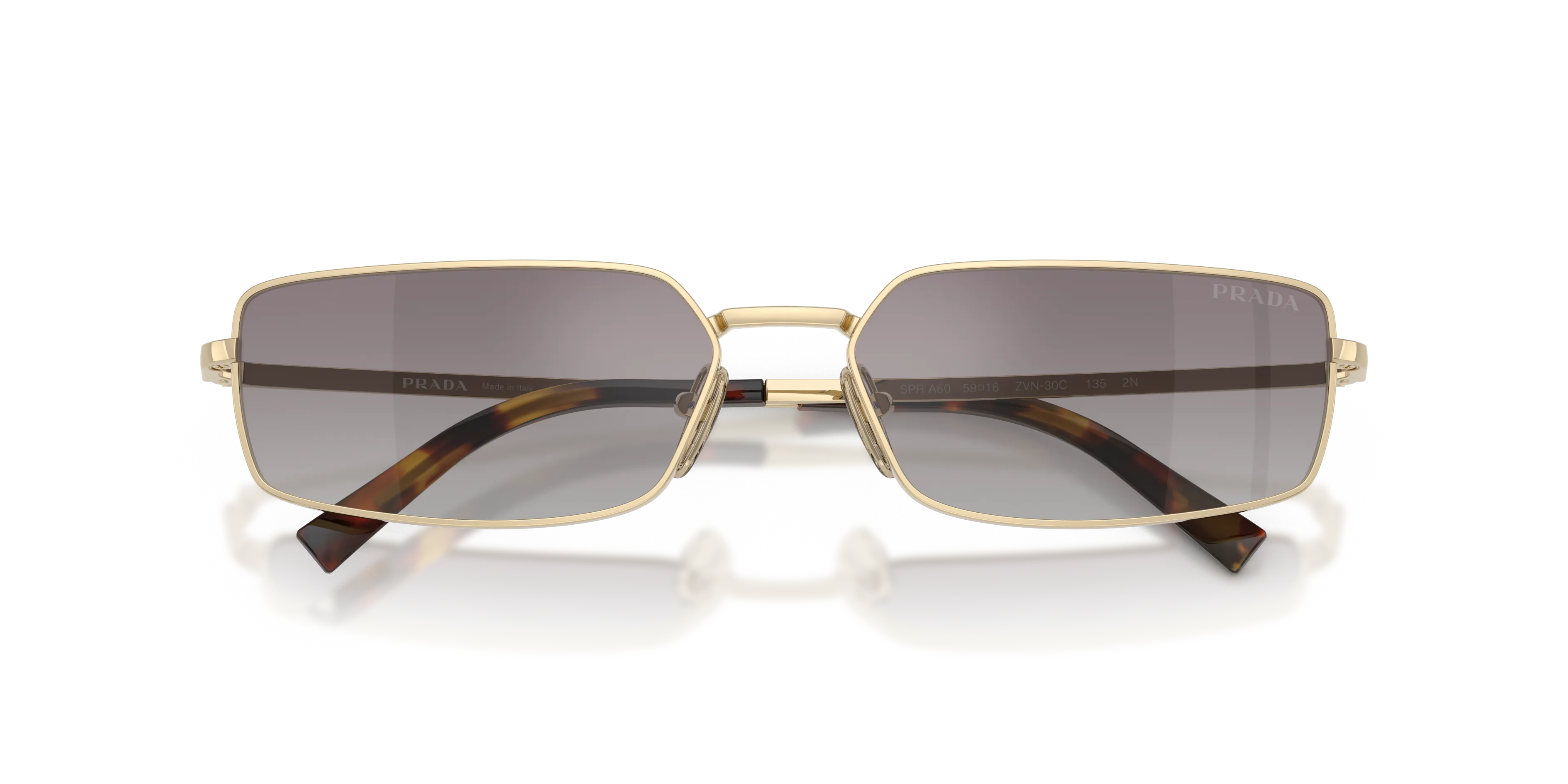 Prada PR A60S ZVN30C Occhiali da sole Acciaio Oro Blu Squadrata Normale Sfumato - immagine 2