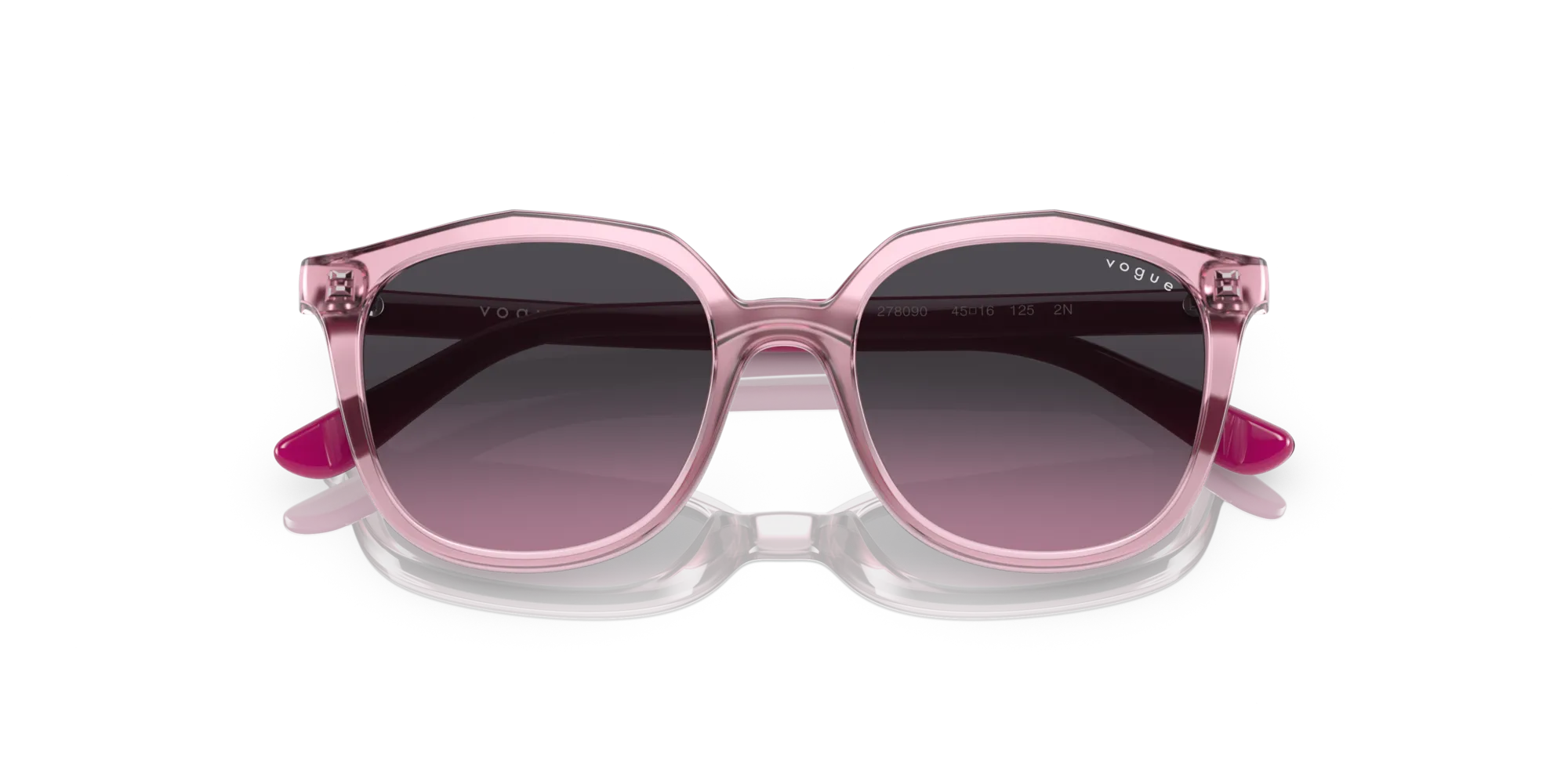 VOGUE EYEWEAR VJ2016 278090 Occhiali da sole bambino Iniettato Viola Grigio Geometrica Normale Sfumato - immagine 2