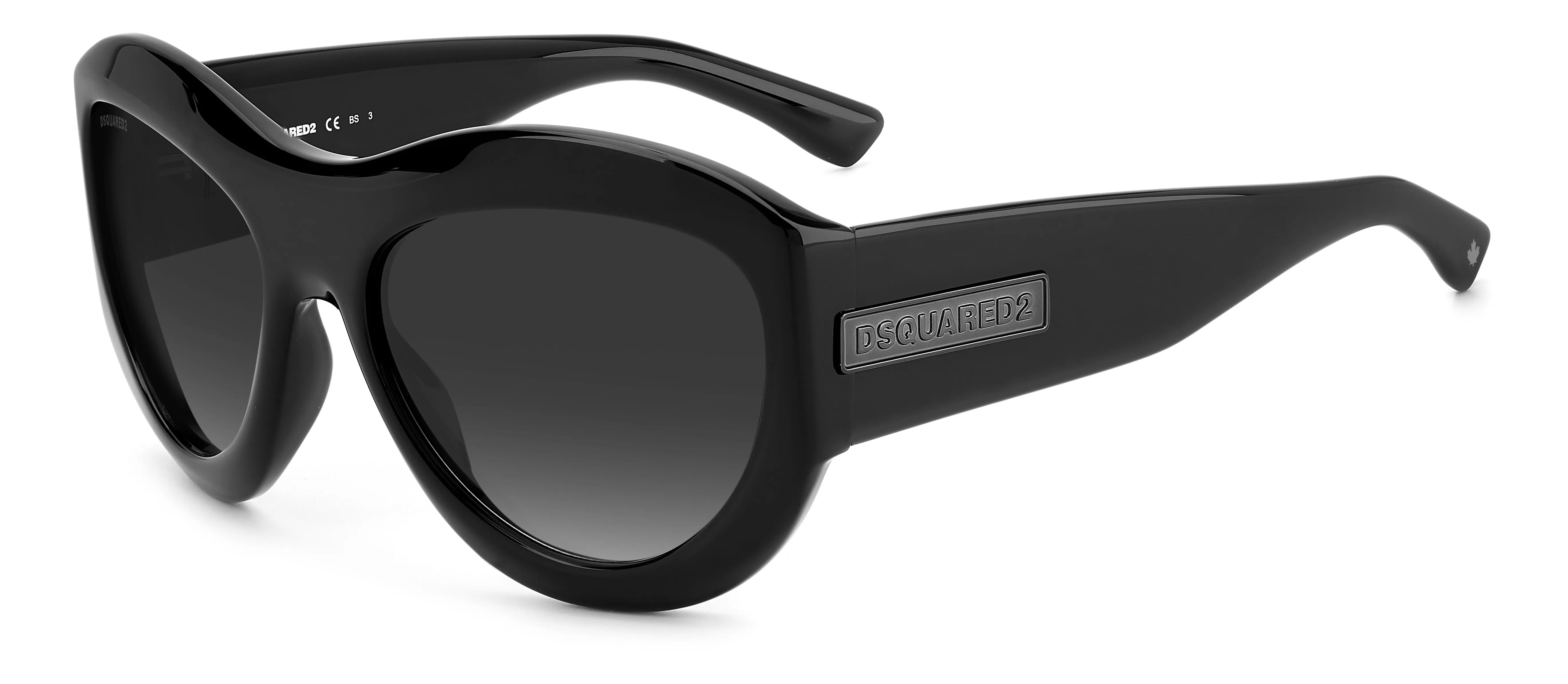 Dsquared2 D2 0072/S 807/9O Occhiali da sole Acetato Nero Grigio Rotonda Normale Sfumato - immagine 1