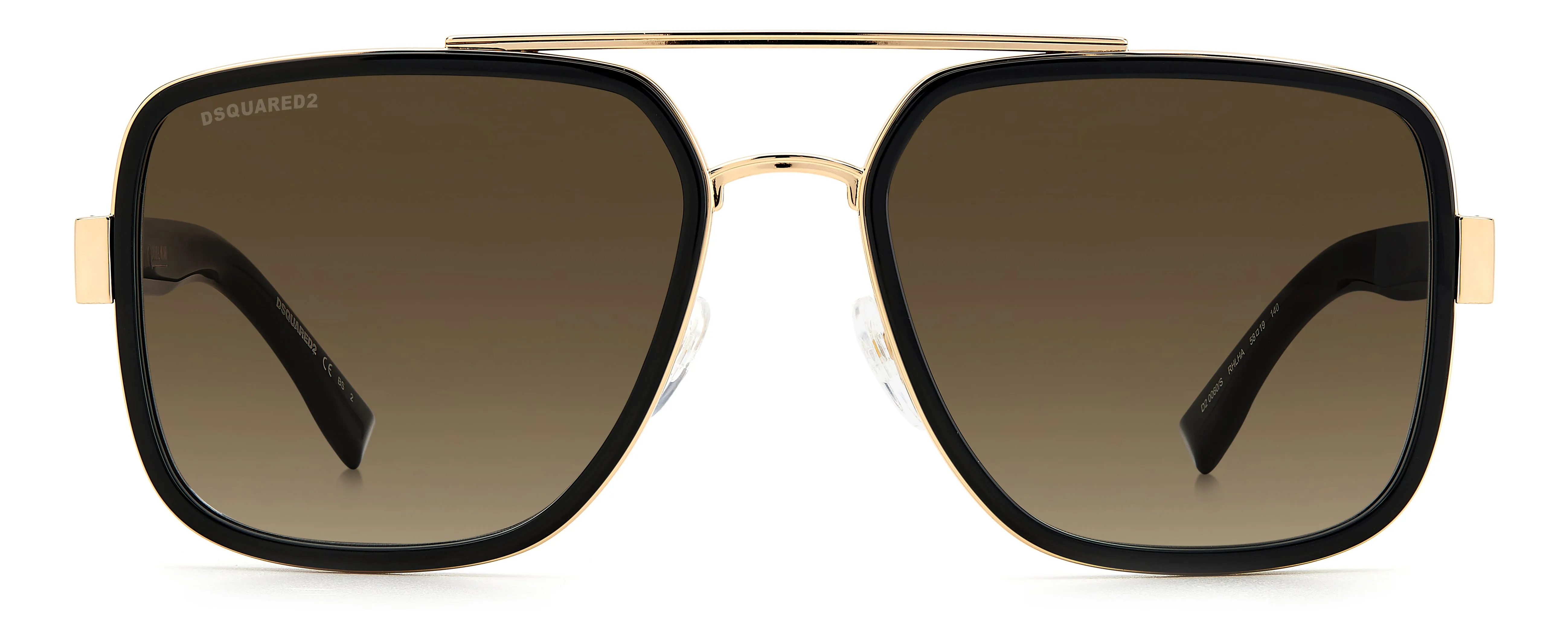Dsquared2 D2 0060/S RHL/HA Occhiali da sole Acetato Oro / Nero Marrone Squadrata Sfumato - immagine 2