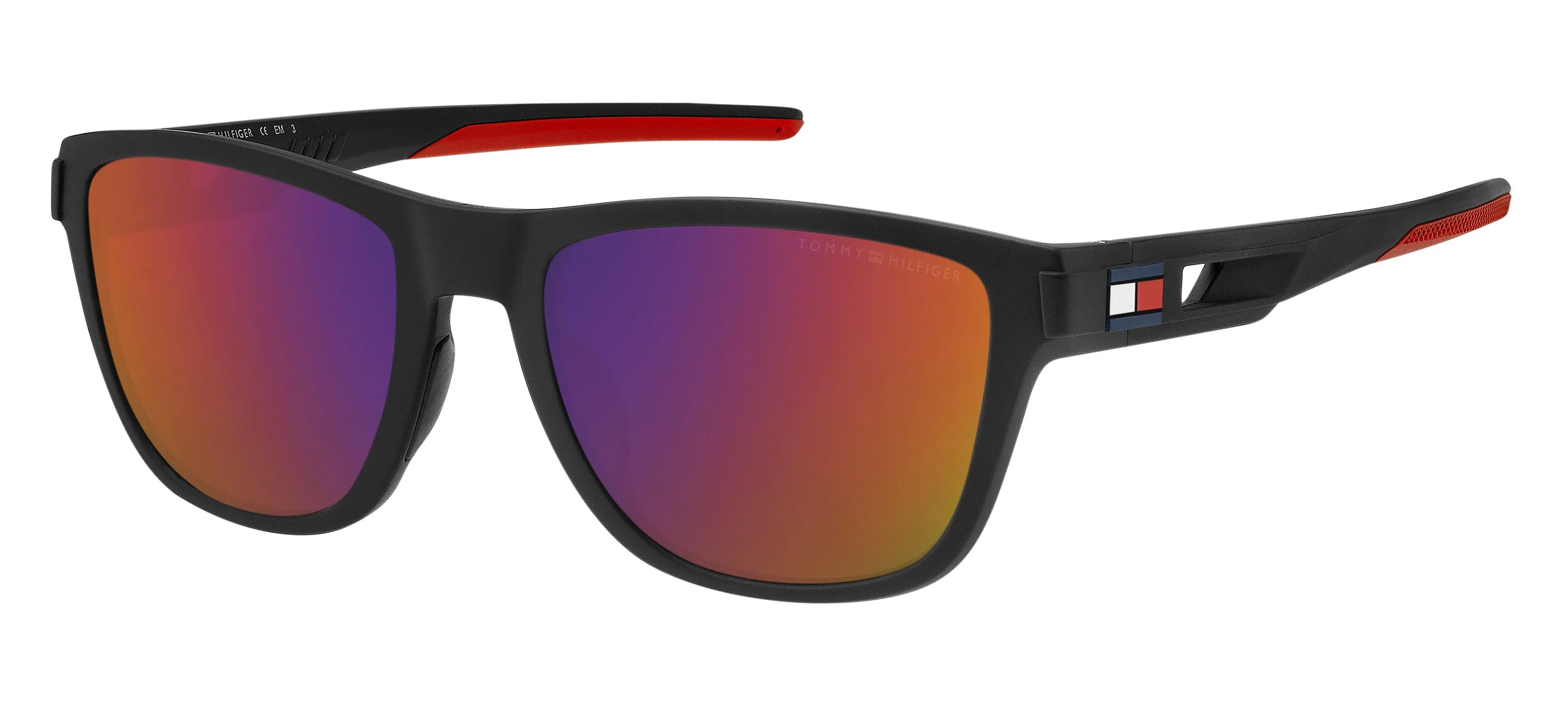 Tommy Hilfiger TH 1951/S BLX/MI Occhiali da sole Plastica Nero-opaco Rosso Squadrata Infrarossi - immagine 1