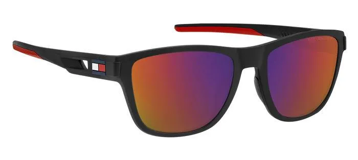 Tommy Hilfiger TH 1951/S BLX/MI Occhiali da sole Plastica Nero-opaco Rosso Squadrata Infrarossi - immagine 2