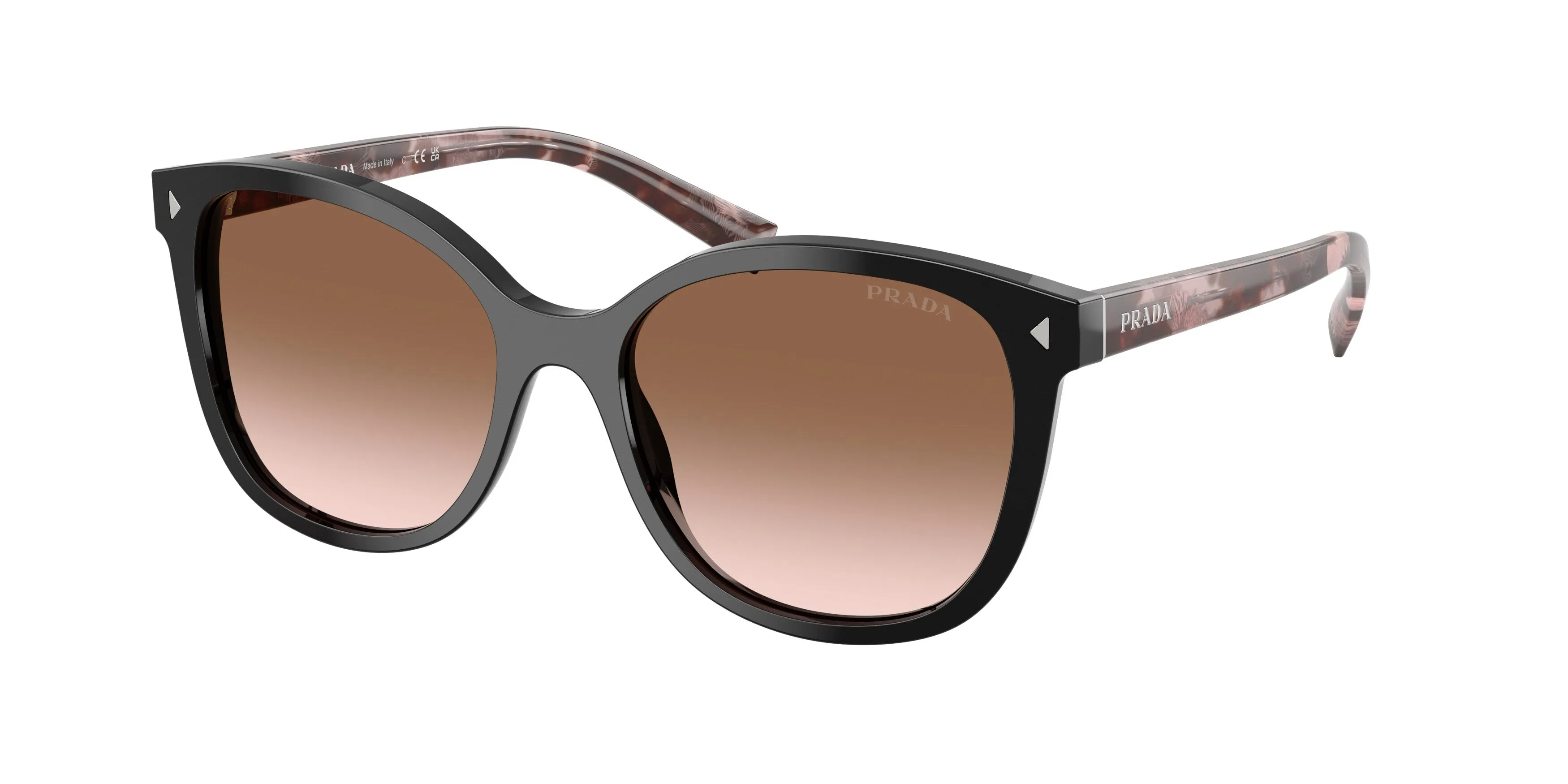 Prada PR 22ZS 28F90P Occhiali da sole Acetato Nero Marrone Squadrata Normale Sfumato - immagine 1