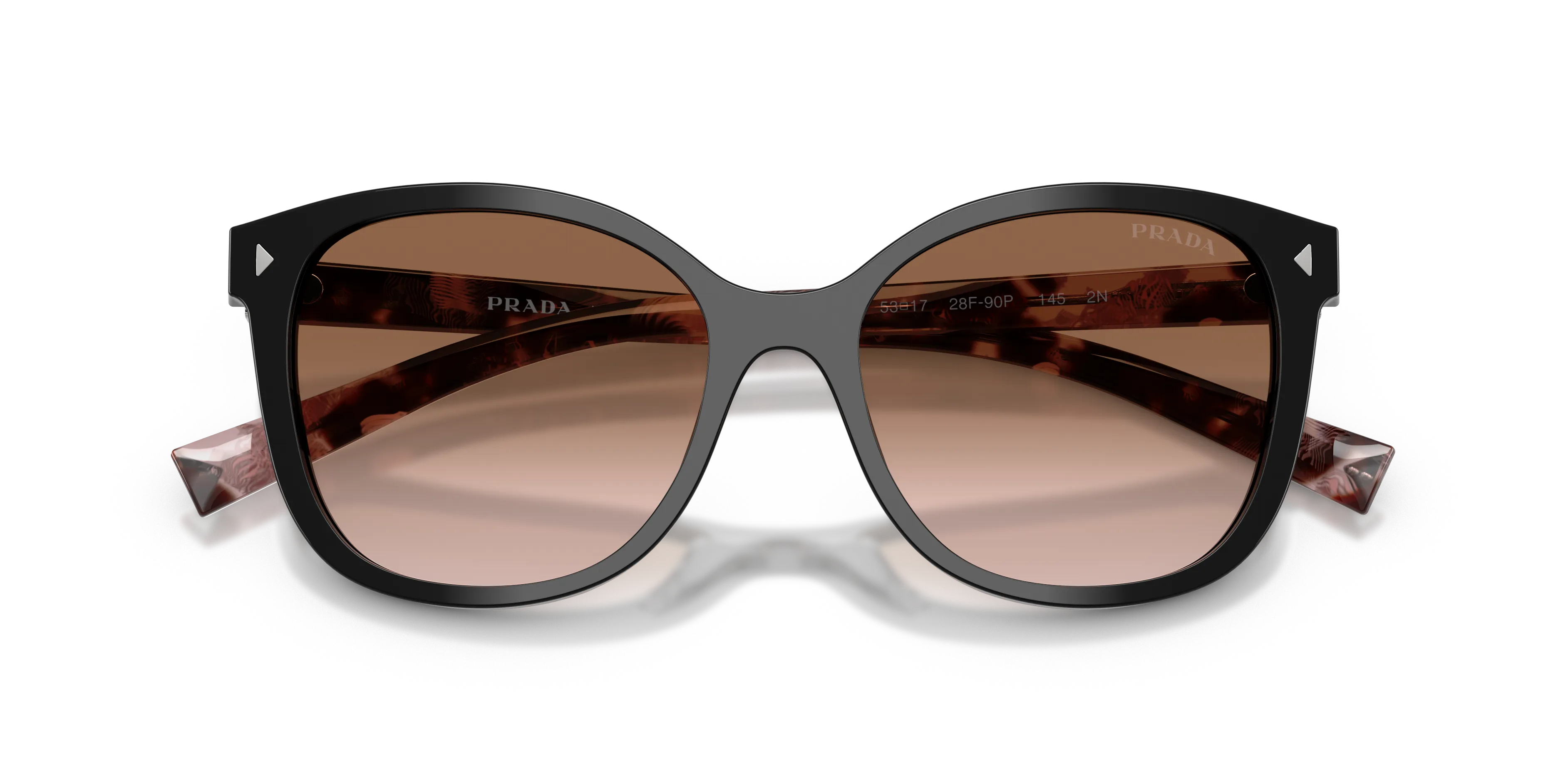 Prada PR 22ZS 28F90P Occhiali da sole Acetato Nero Marrone Squadrata Normale Sfumato - immagine 2