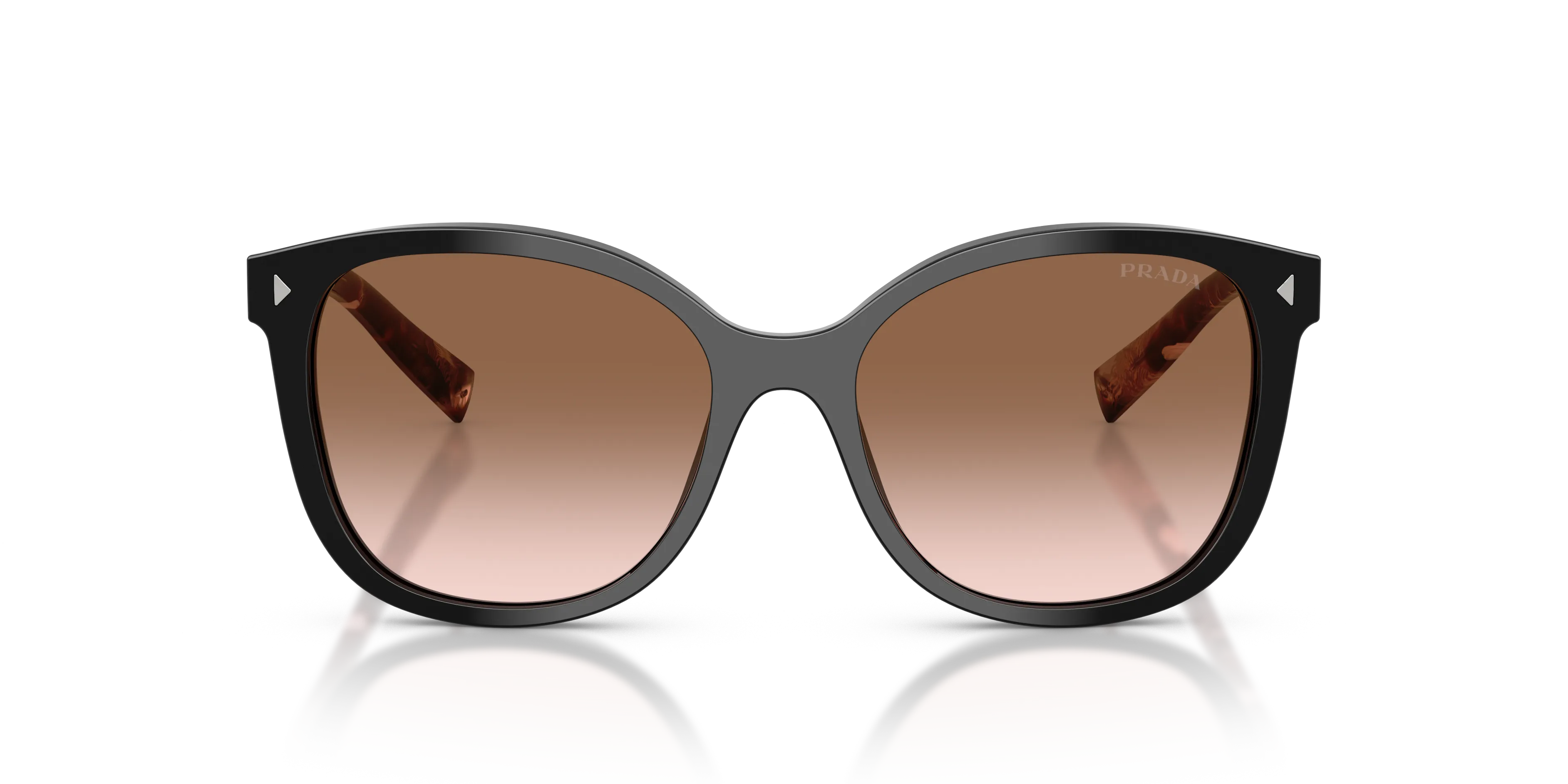 Prada PR 22ZS 28F90P Occhiali da sole Acetato Nero Marrone Squadrata Normale Sfumato - immagine 3