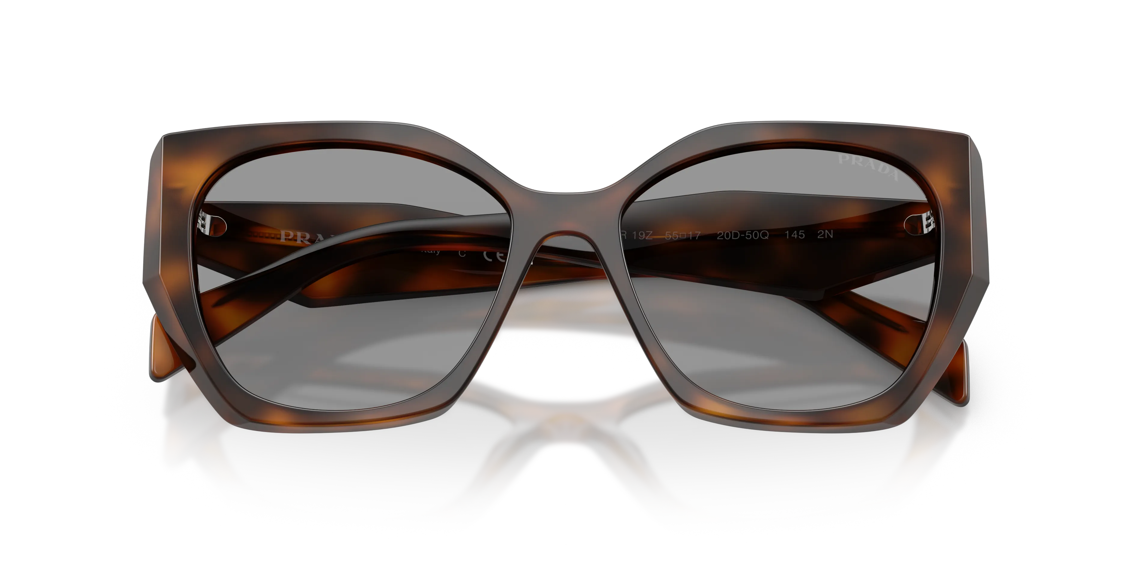 Prada PR 19ZS 20D50Q Occhiali da sole Acetato Havana Grigio Pillow Normale - immagine 2