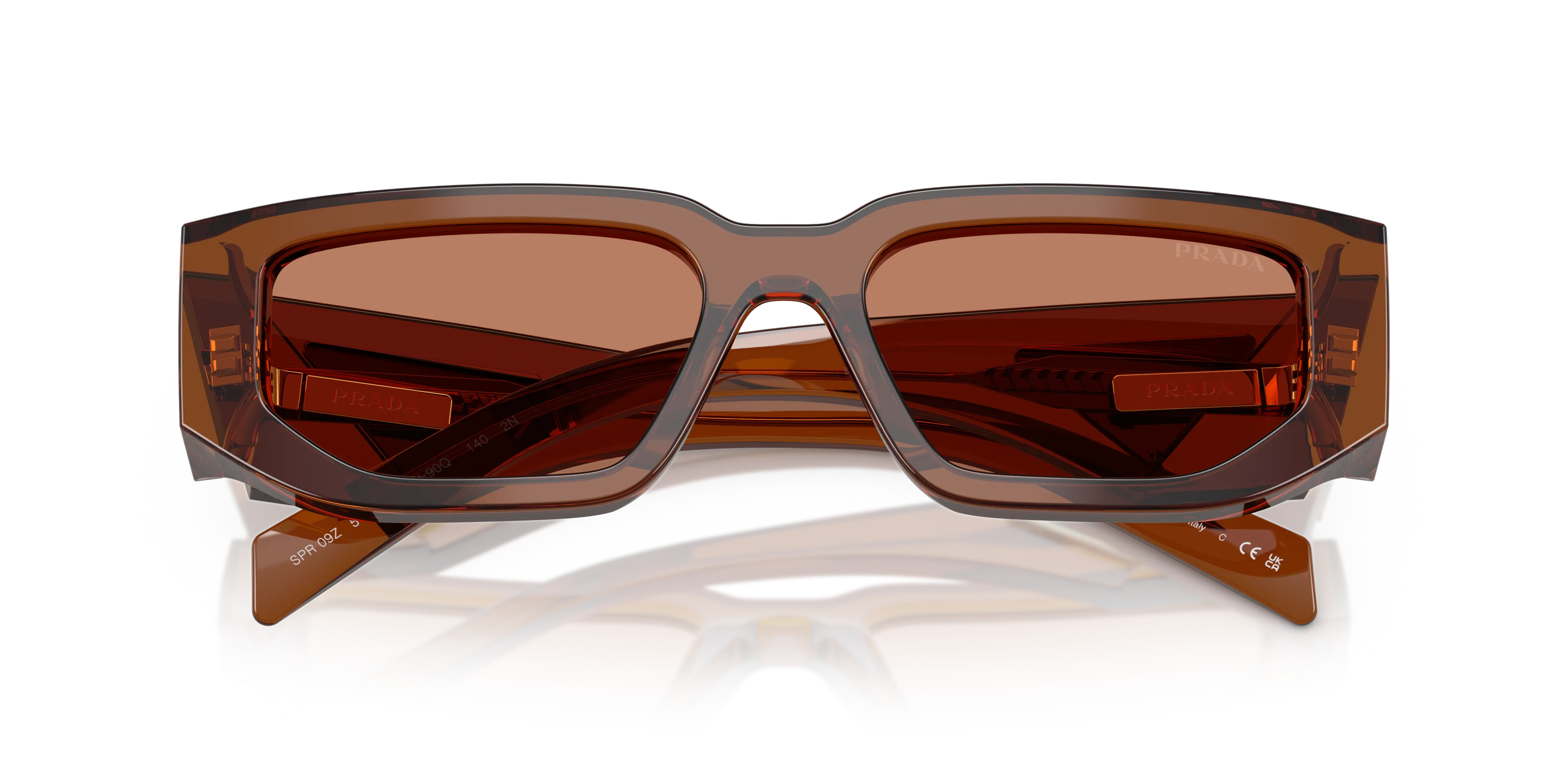 Prada PR 09ZS 20H90Q Occhiali da sole Acetato Marrone Marrone Squadrata Normale - immagine 2