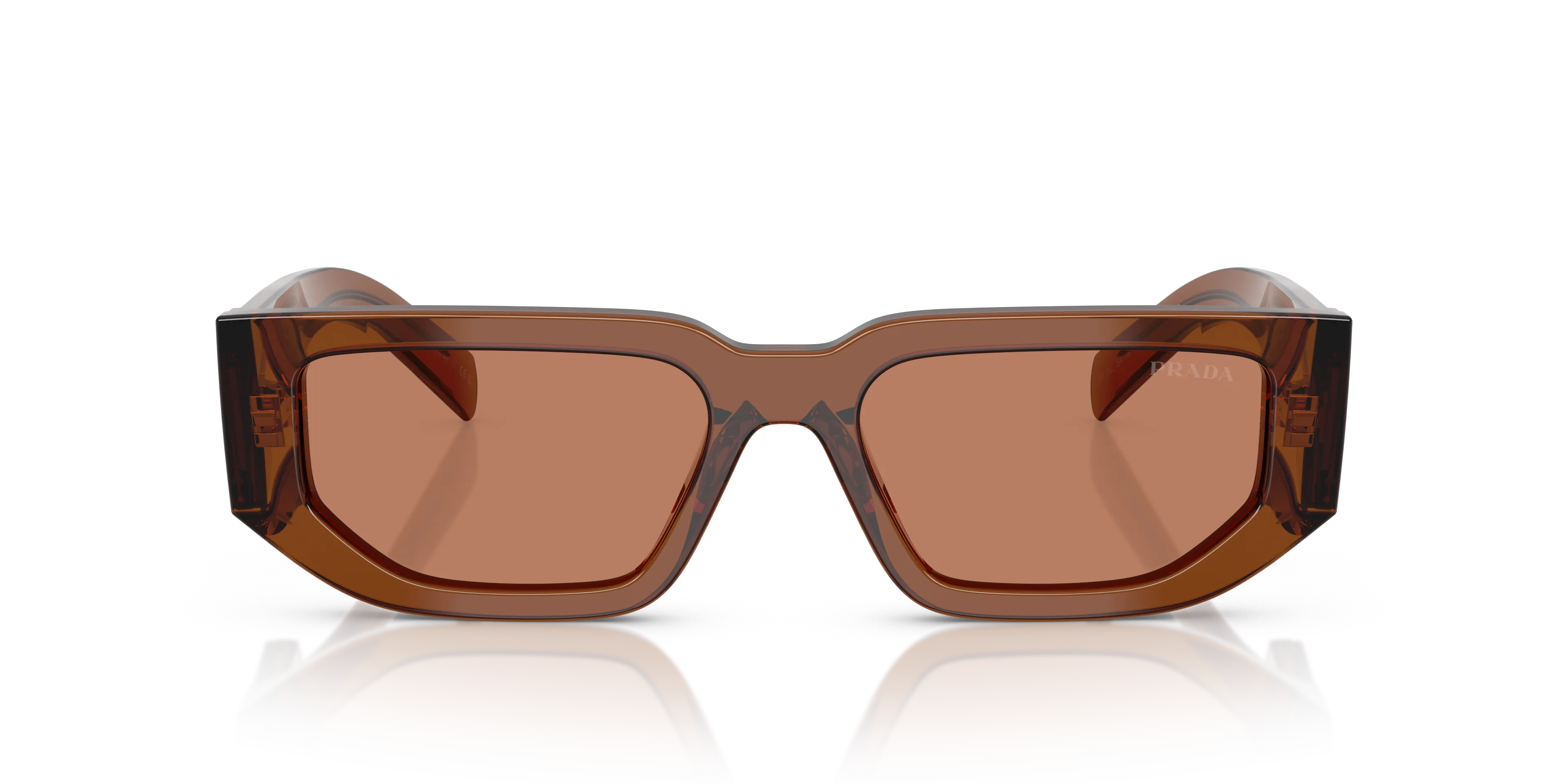 Prada PR 09ZS 20H90Q Occhiali da sole Acetato Marrone Marrone Squadrata Normale - immagine 3