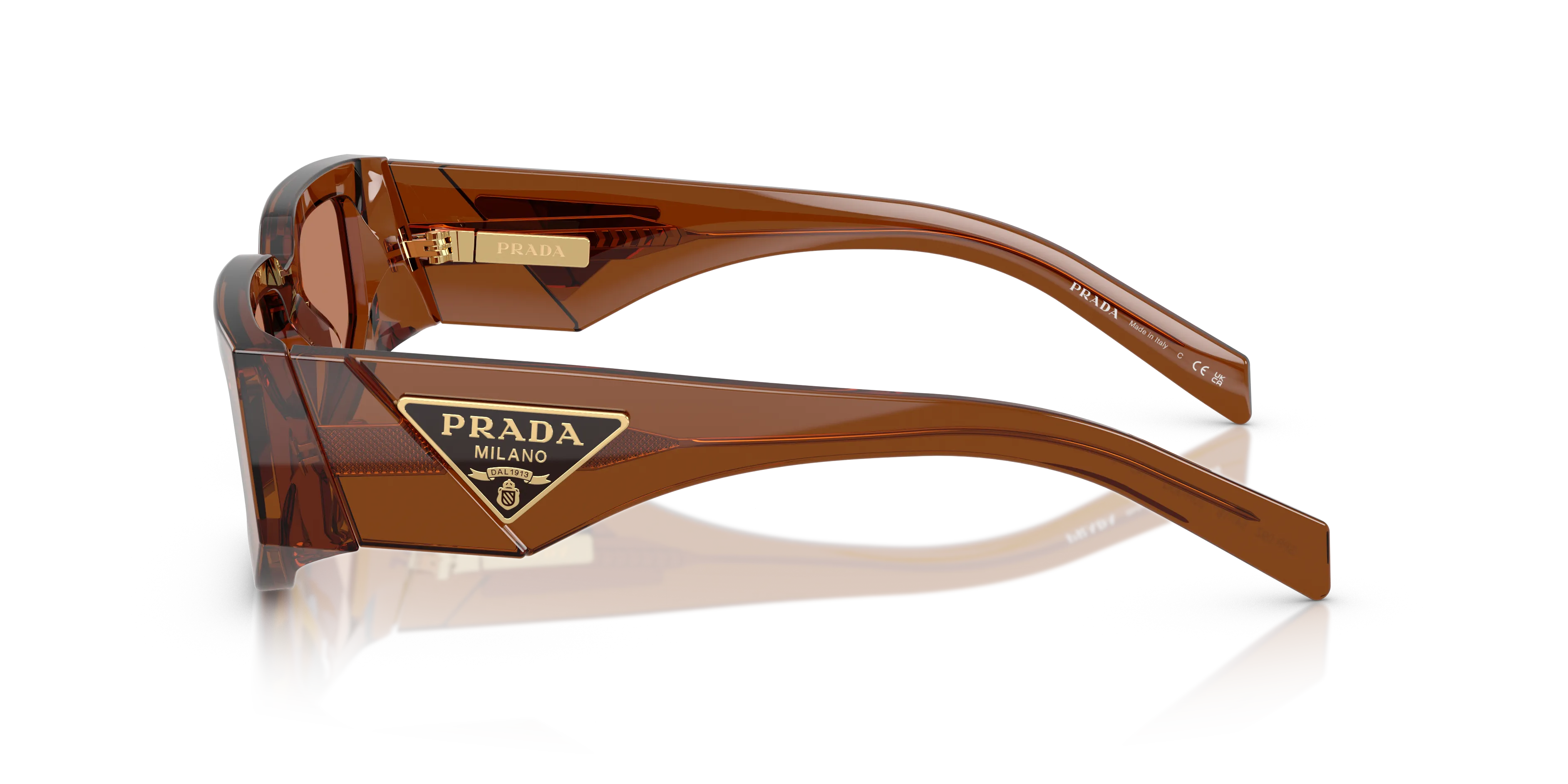Prada PR 09ZS 20H90Q Occhiali da sole Acetato Marrone Marrone Squadrata Normale - immagine 4
