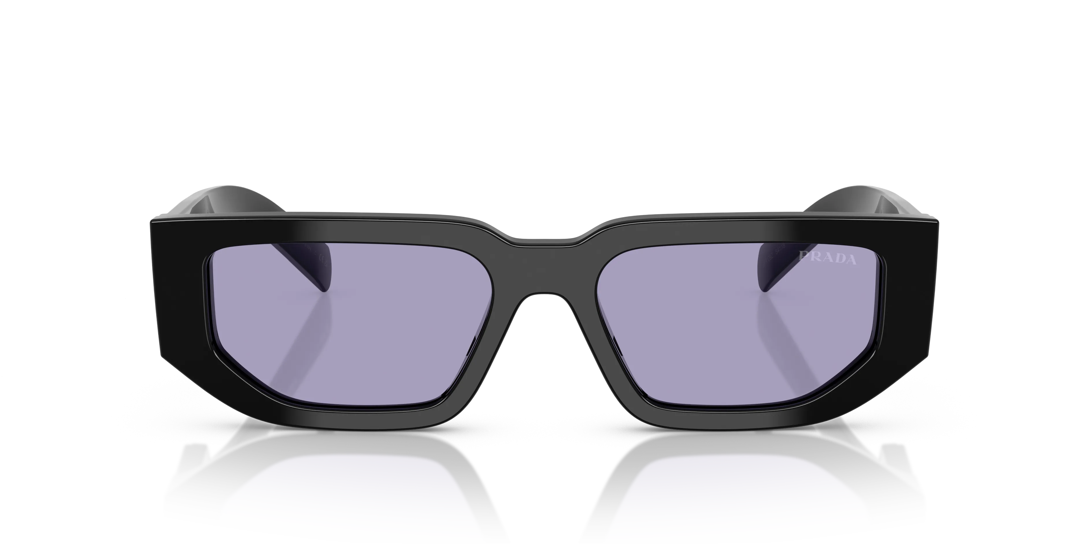 Prada PR 09ZS 16K01O Occhiali da sole Acetato Nero Viola Squadrata Normale - immagine 3