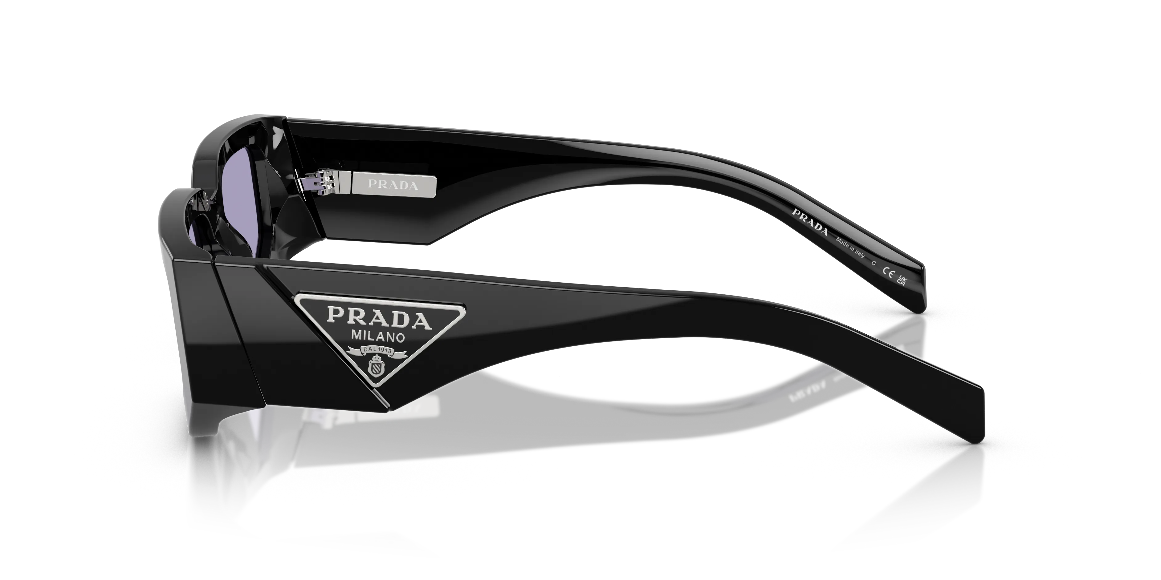 Prada PR 09ZS 16K01O Occhiali da sole Acetato Nero Viola Squadrata Normale - immagine 4