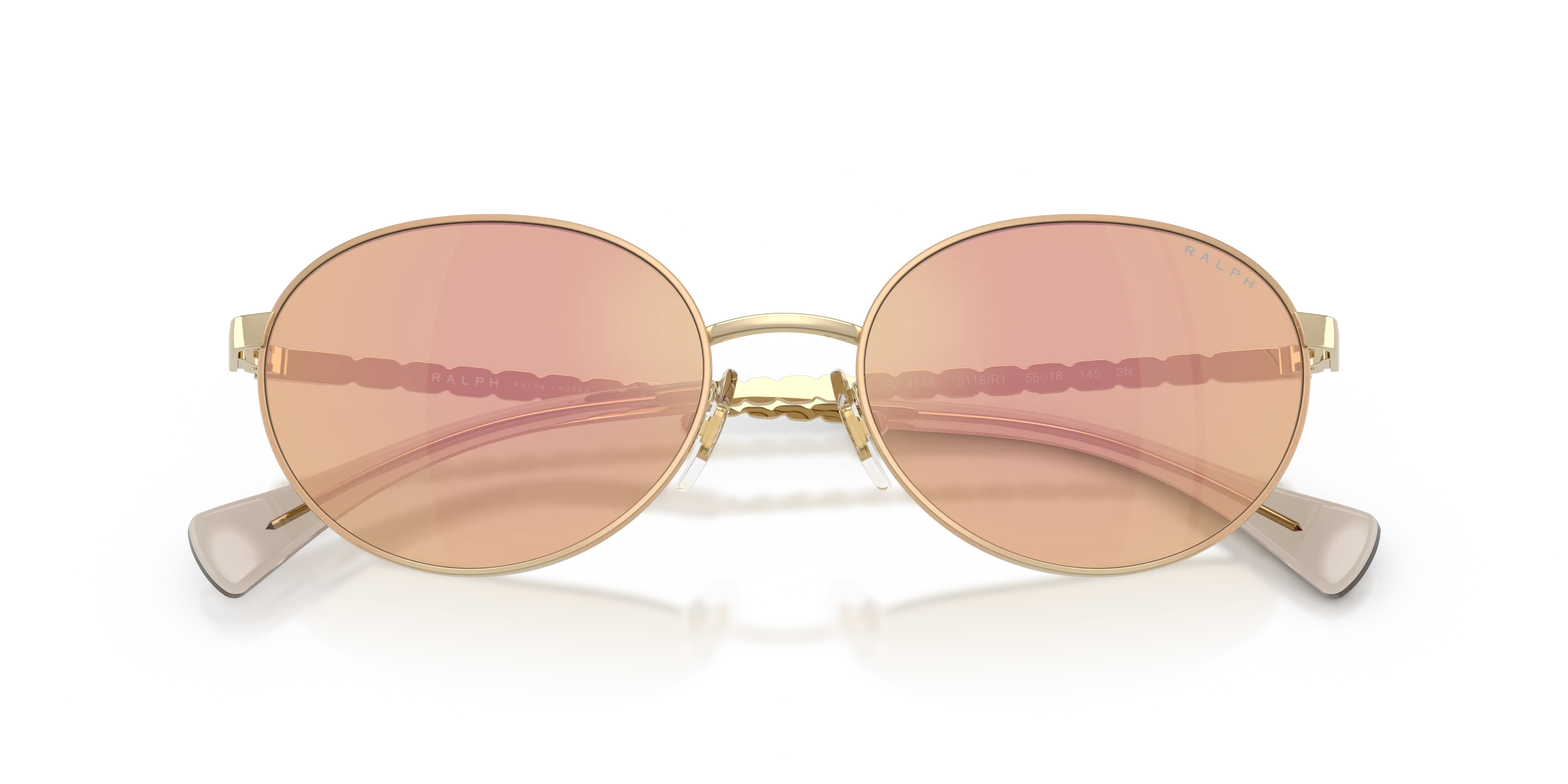 Ralph Lauren RA4148 9116R1 Occhiali da sole Metallo Oro Rotonda Normale Specchiato - immagine 2
