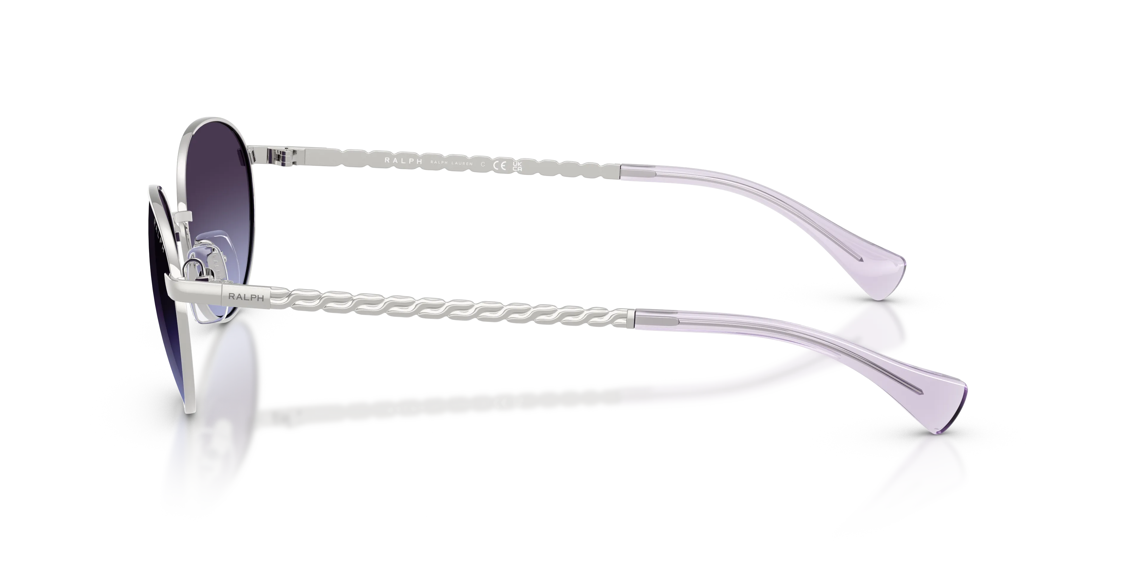 Ralph Lauren RA4148 90014Q Occhiali da sole Metallo Argento Blu Rotonda Normale Sfumato - immagine 4