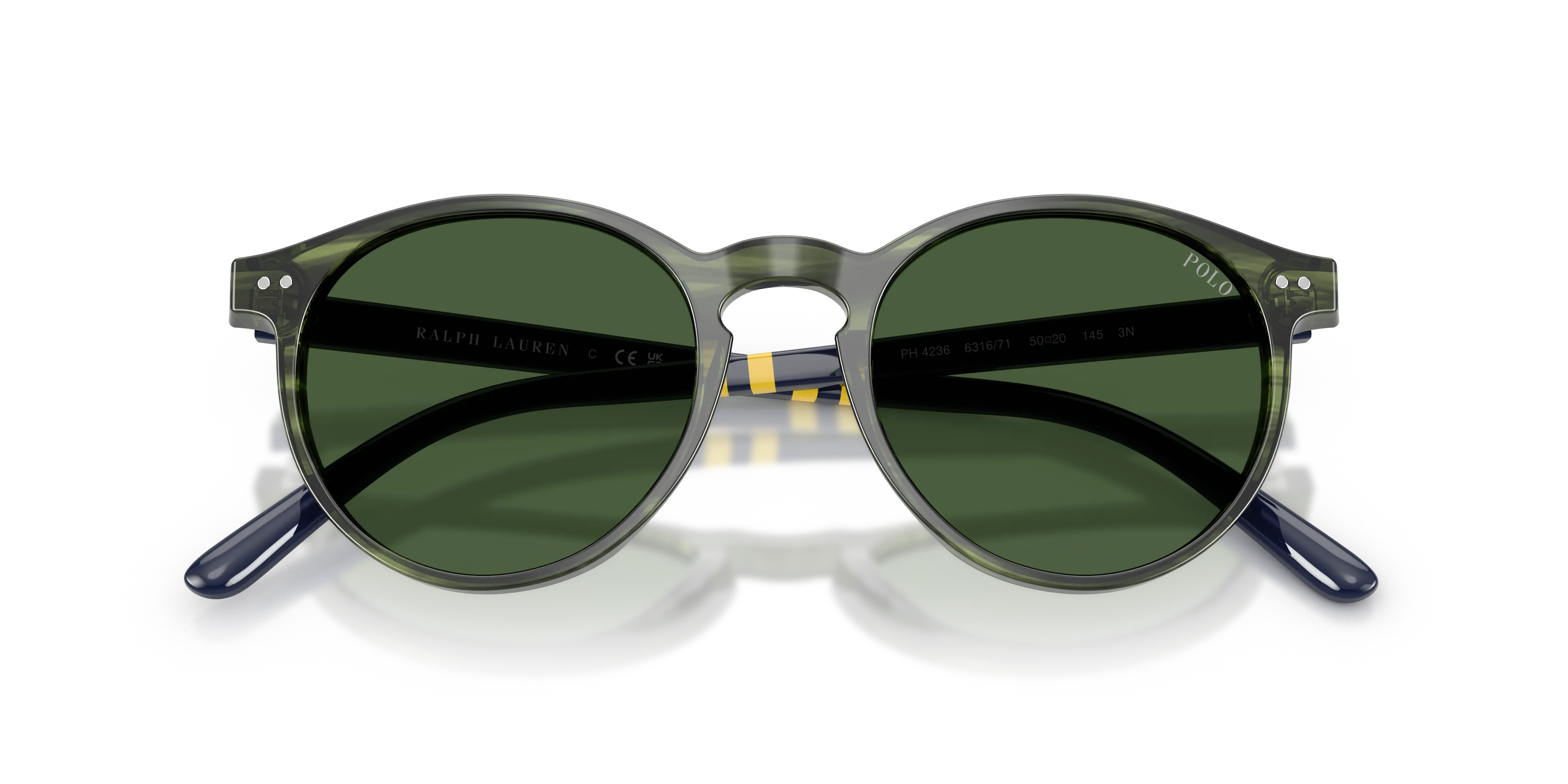 Polo Ralph Lauren PH4236 631671 Occhiali da sole Acetato Verde Verde Rotonda Normale - immagine 2