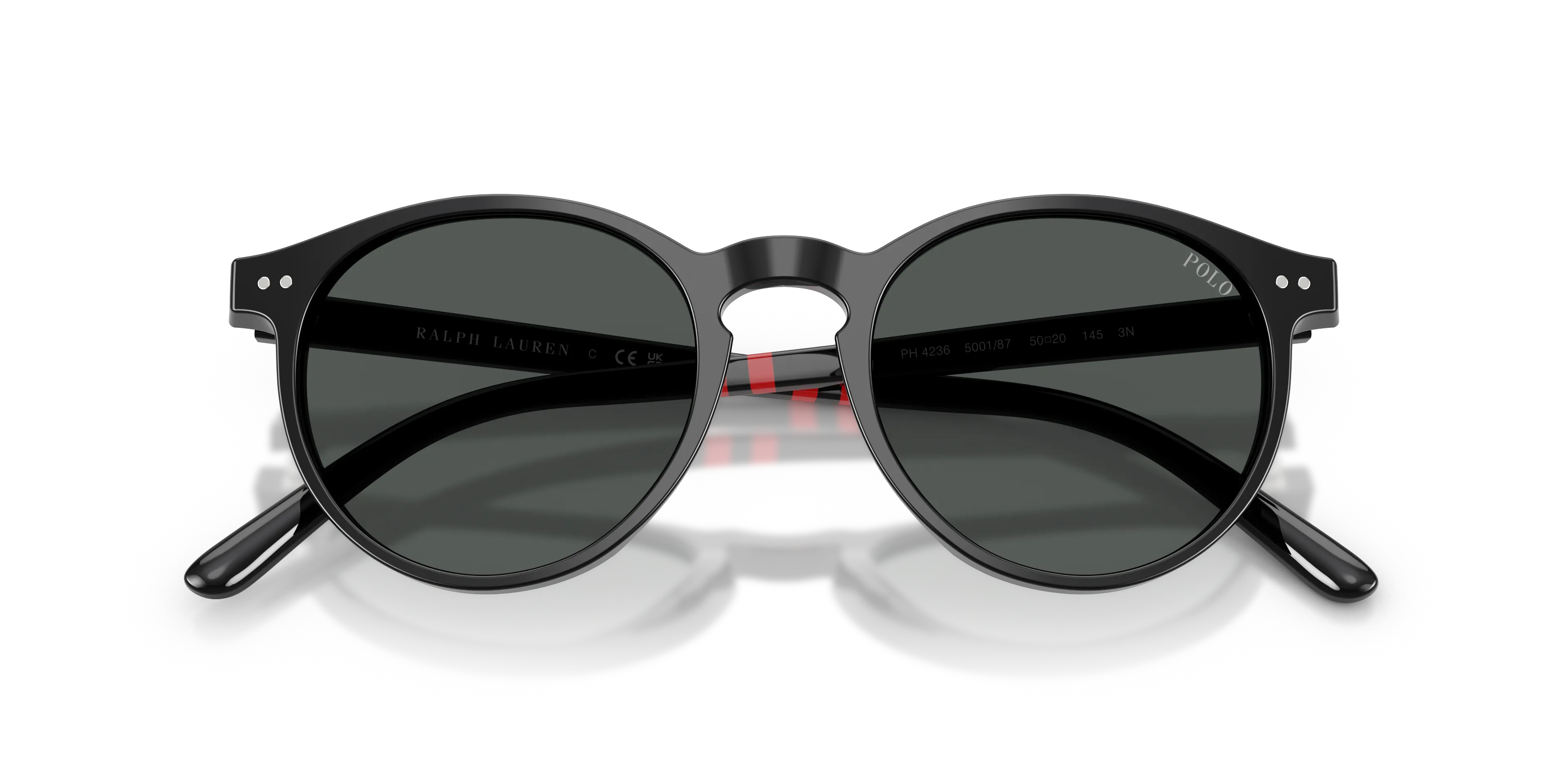 Polo Ralph Lauren PH4236 500187 Occhiali da sole Acetato Nero Grigio Rotonda Normale - immagine 2