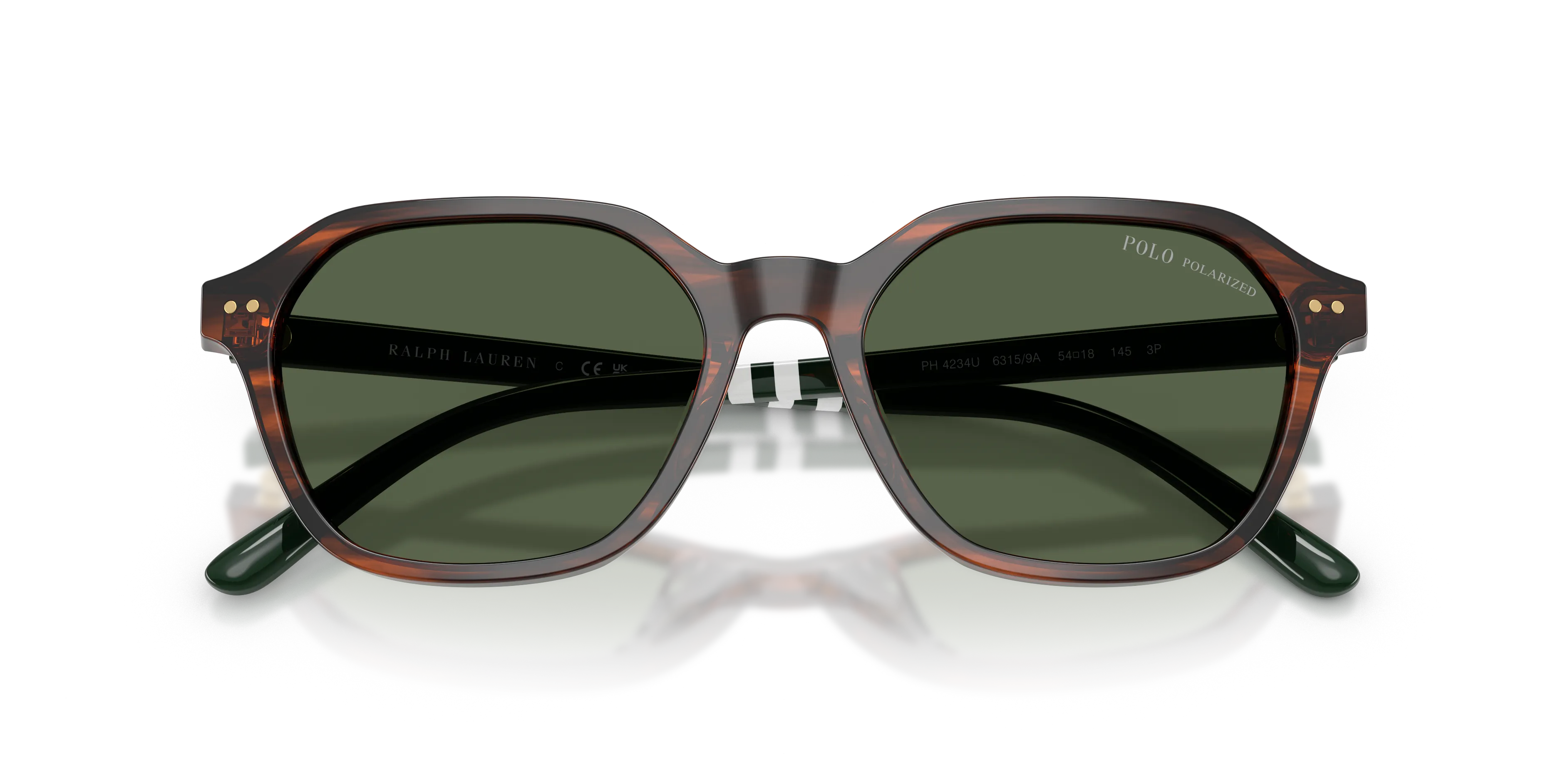 Polo Ralph Lauren PH4234U 63159A Occhiali da sole Acetato Tartaruga Verde Geometrica Polarizzata - immagine 2