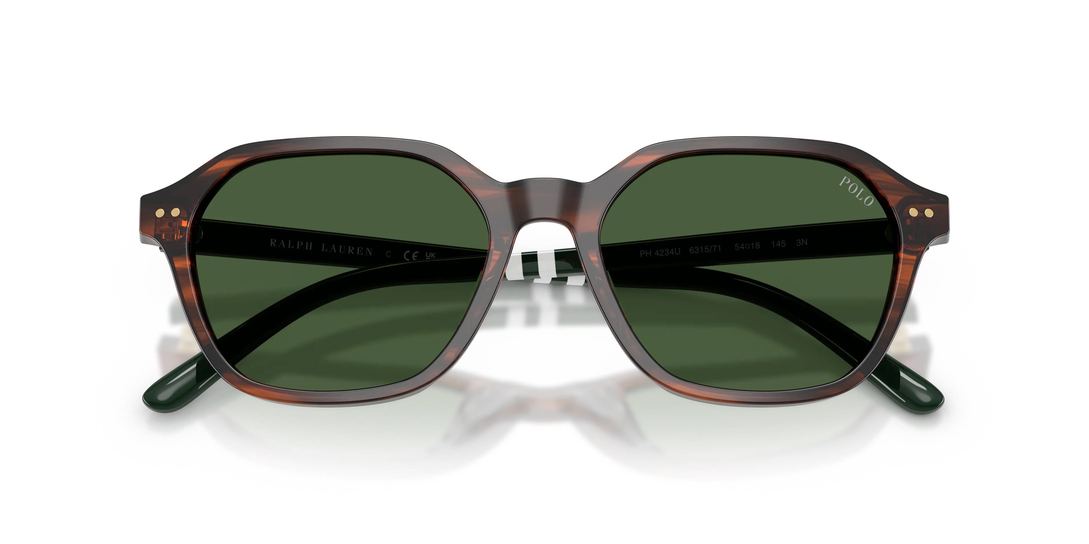 Polo Ralph Lauren PH4234U 631571 Occhiali da sole Acetato Marrone Verde Geometrica Normale - immagine 2