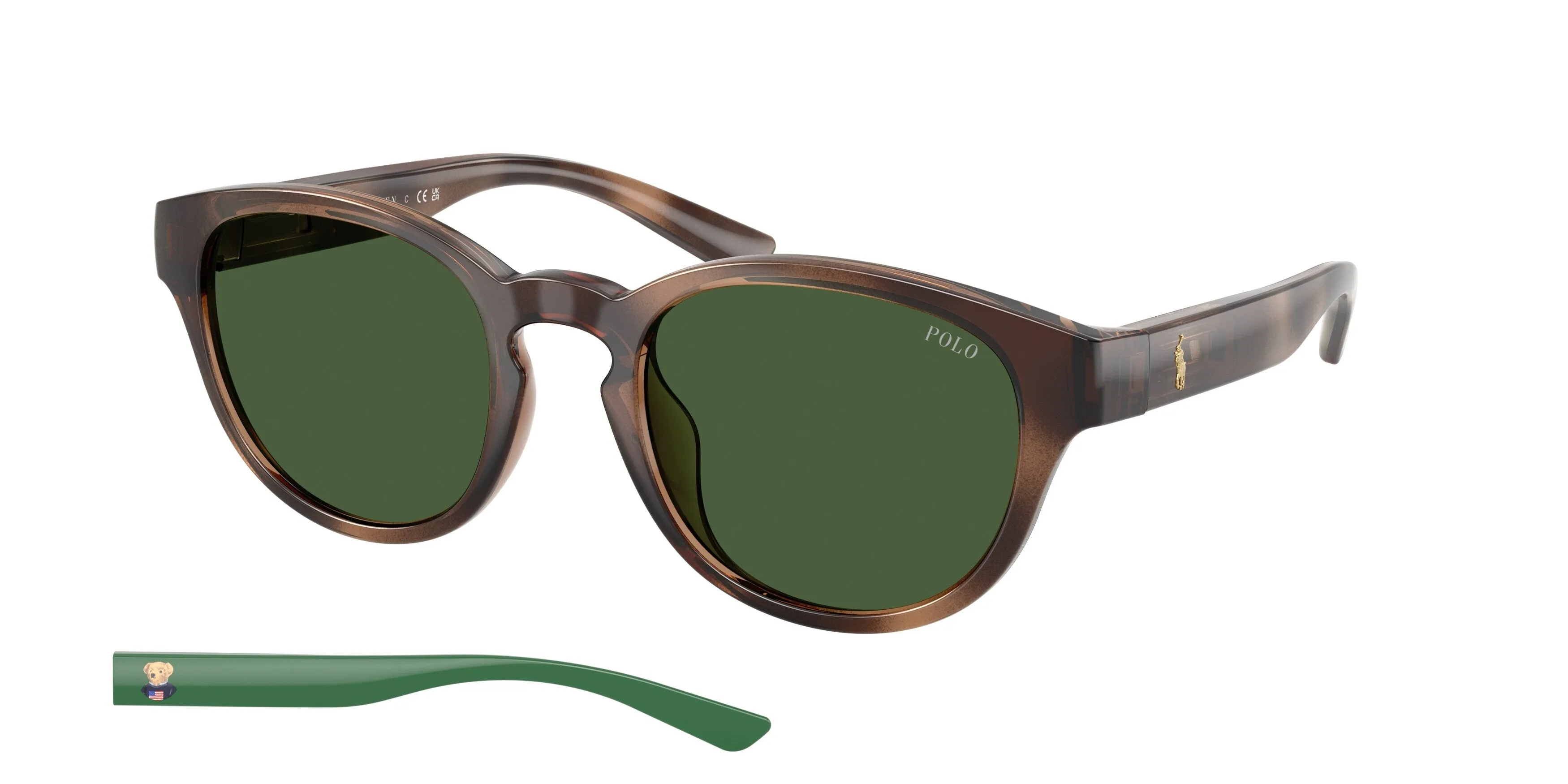 Polo Ralph Lauren PH4233U 607071 Occhiali da sole Iniettato Tartaruga Verde Pantos Normale - immagine 1