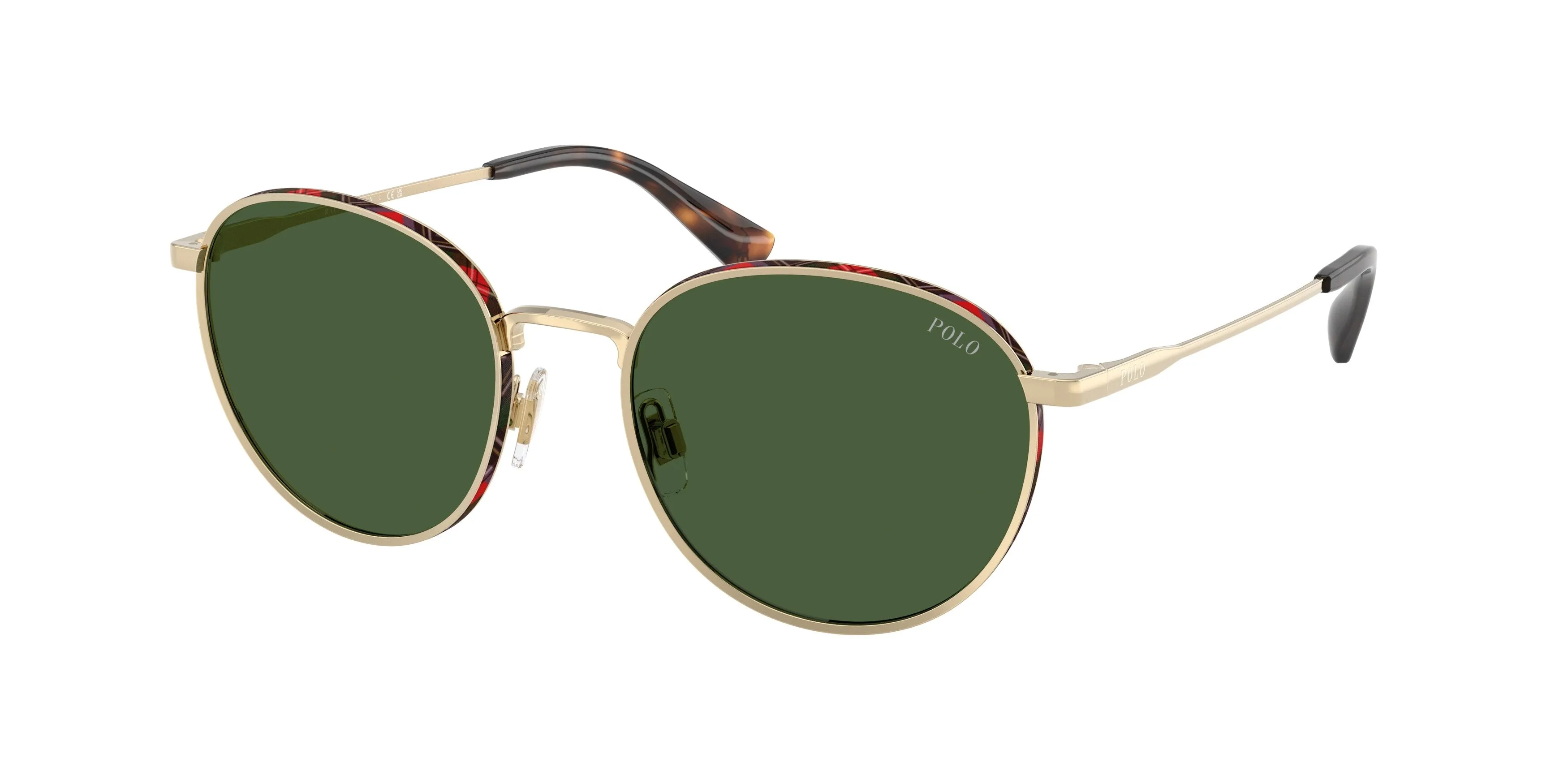 Polo Ralph Lauren PH3163 928671 Occhiali da sole Metallo Oro Verde Pantos Normale - immagine 1