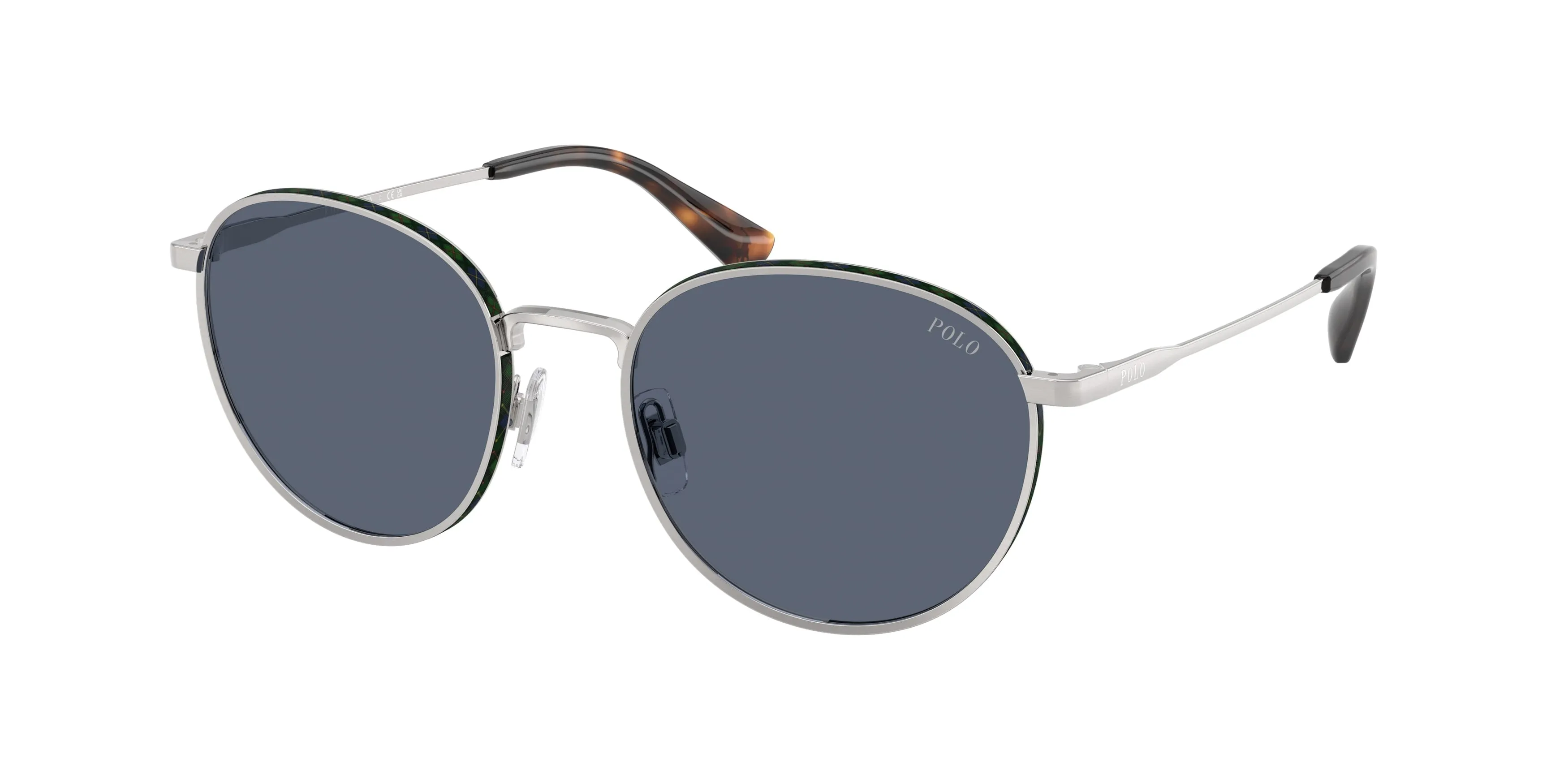 Polo Ralph Lauren PH3163 908887 Occhiali da sole Metallo Argento Blu Pantos Normale - immagine 1