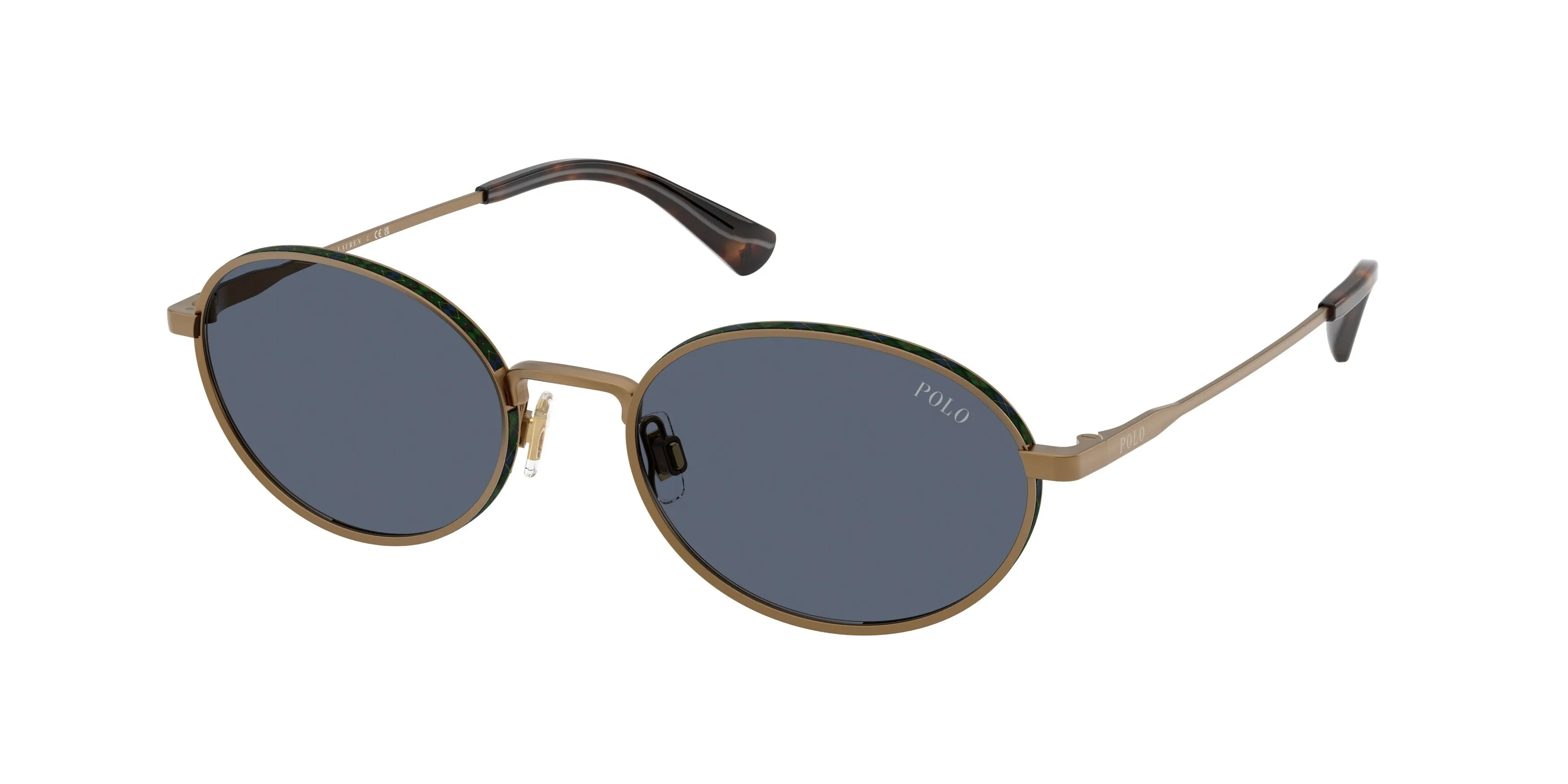 Polo Ralph Lauren PH3162 932487 Occhiali da sole Metallo Marrone Blu Rotonda Normale - immagine 1