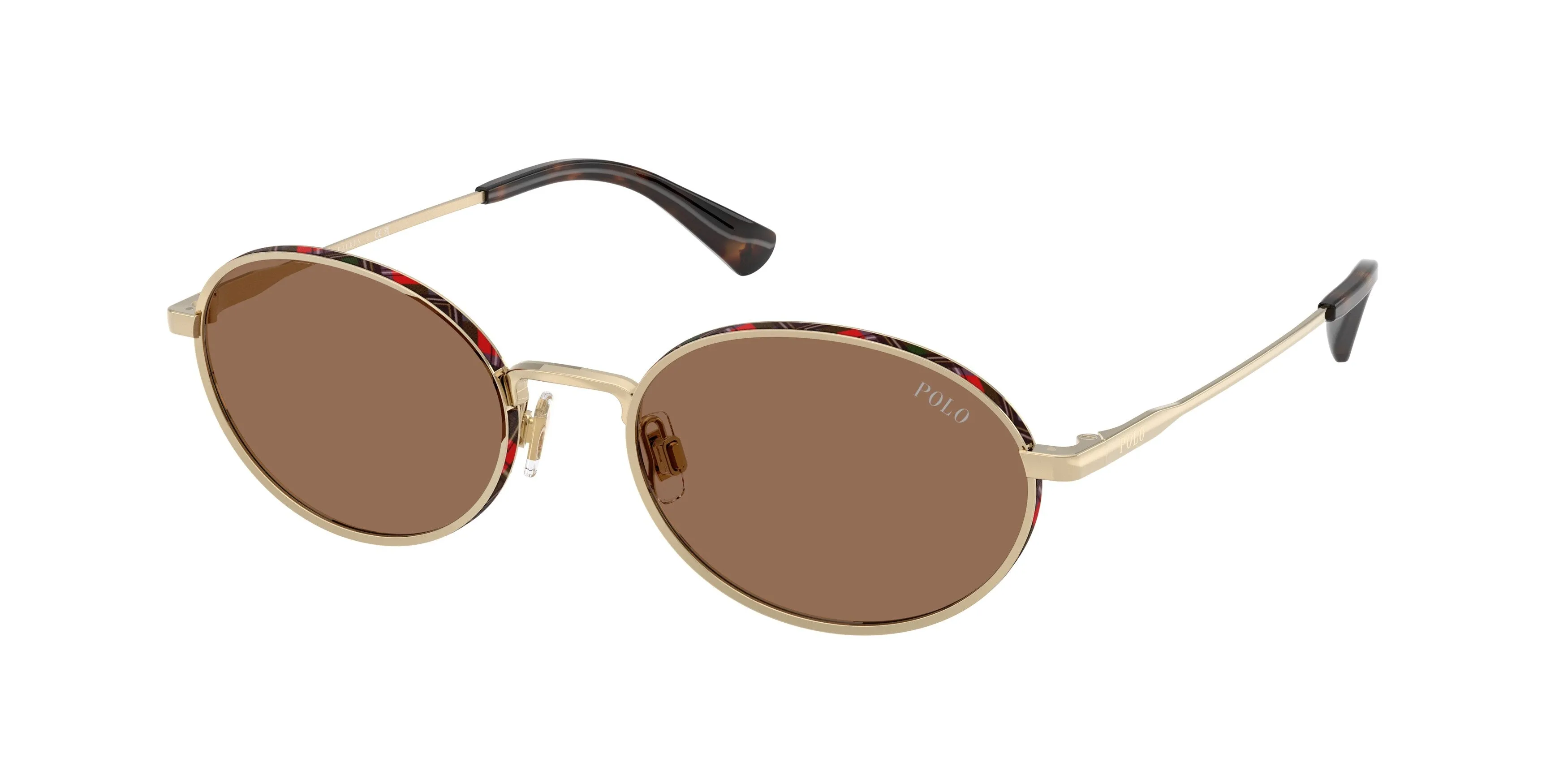 Polo Ralph Lauren PH3162 928673 Occhiali da sole Metallo Oro Marrone Rotonda Normale - immagine 1