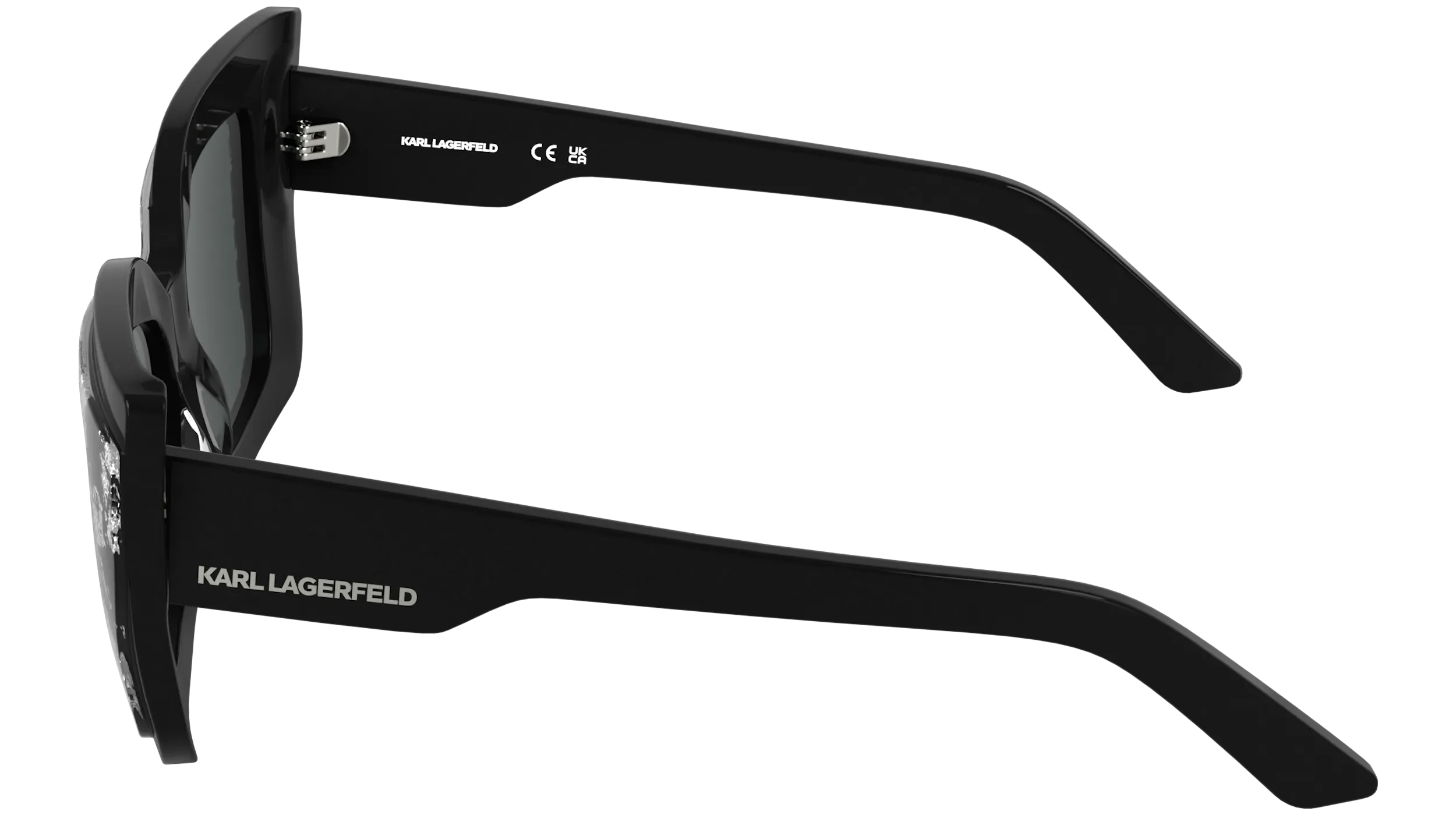 Karl Lagerfeld KL6204S 009 Occhiali da sole Acetato Nero Fumo Squadrata Normale - immagine 3
