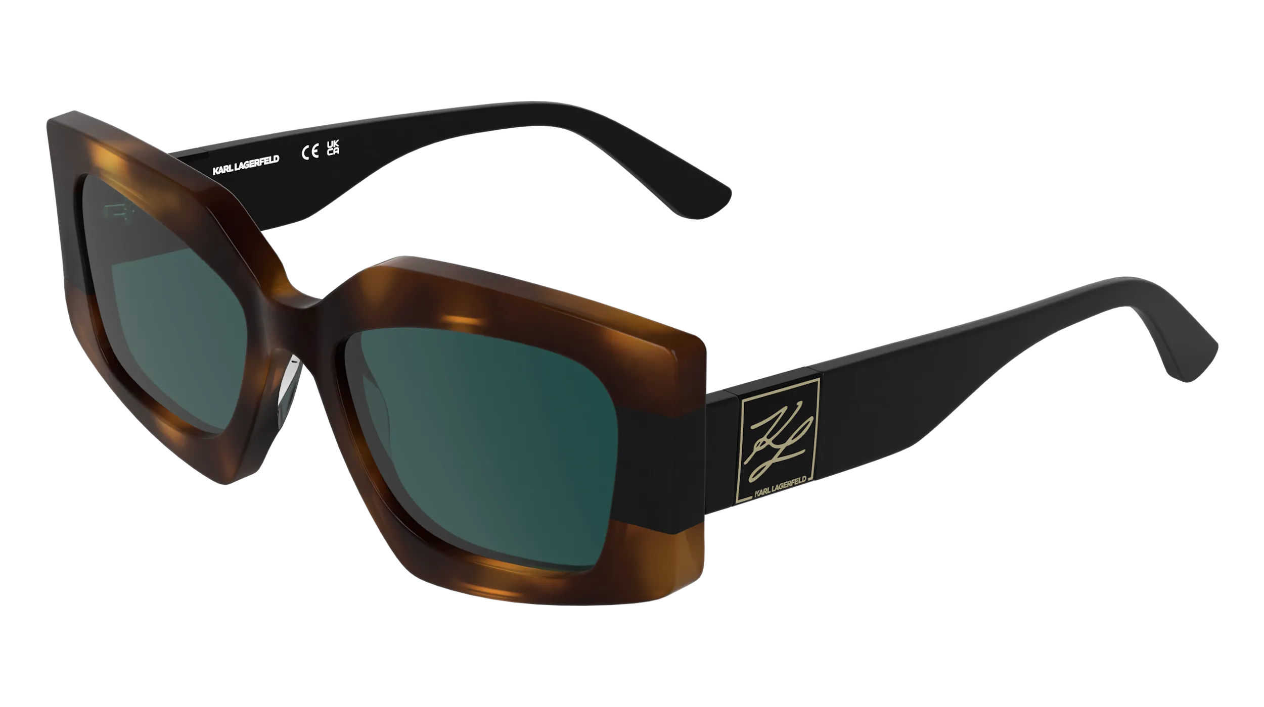 Karl Lagerfeld KL6206S 237 Occhiali da sole Acetato Havana Verde / Petrolio Squadrata Normale - immagine 1