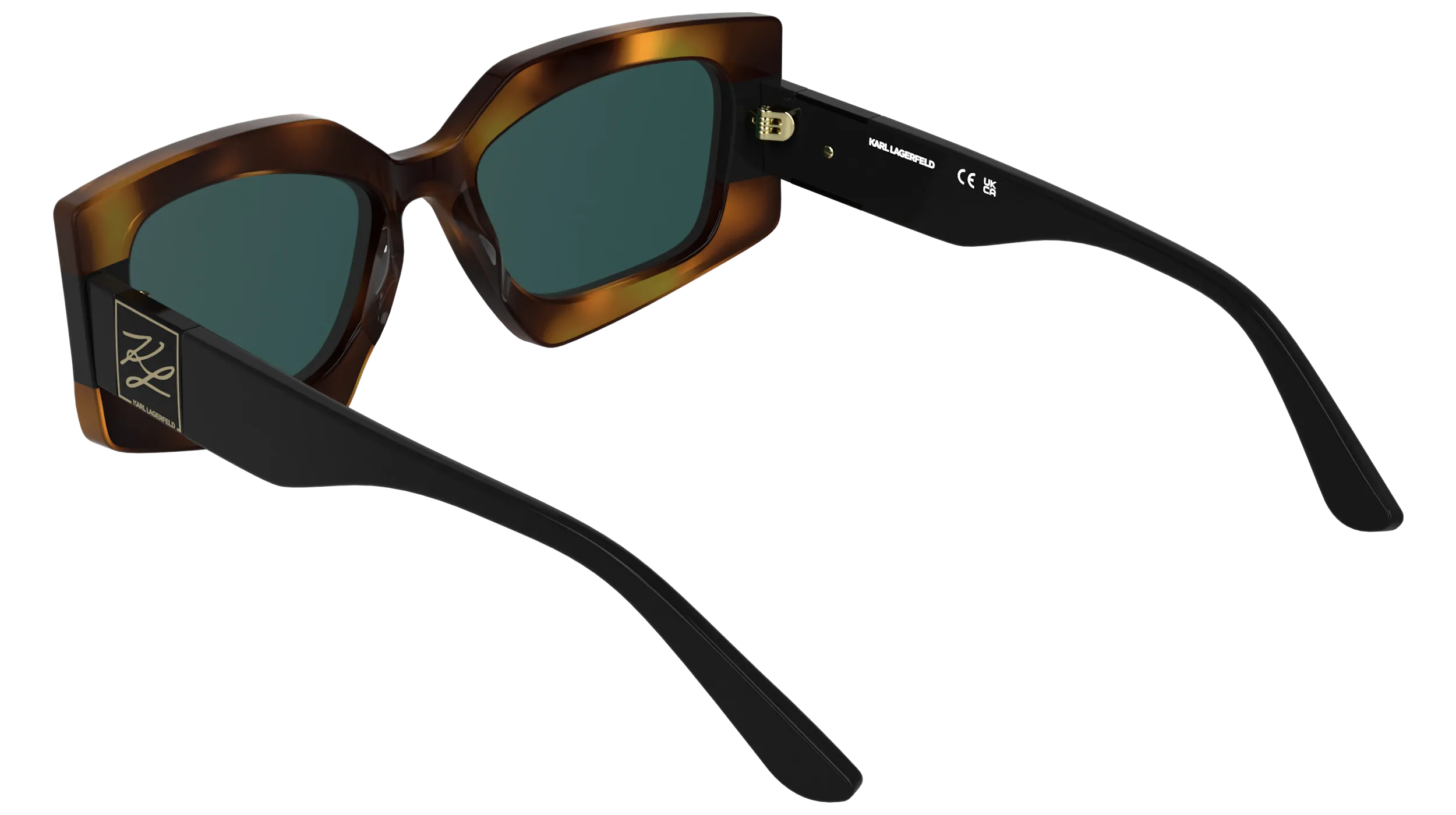 Karl Lagerfeld KL6206S 237 Occhiali da sole Acetato Havana Verde / Petrolio Squadrata Normale - immagine 4