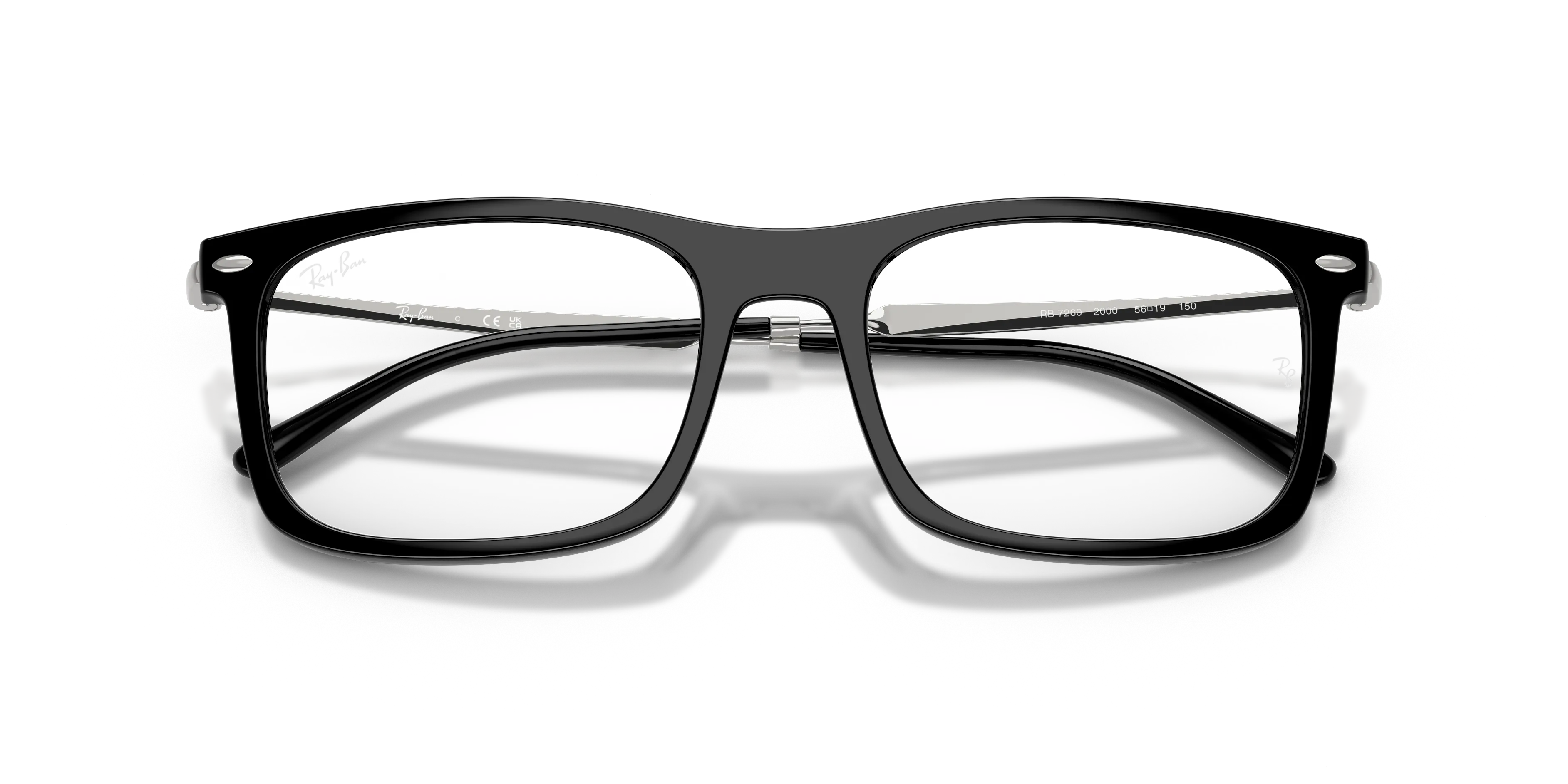 Ray - Ban RX7260 2000 Montature da vista Nylon Nero Trasparente Squadrata Normale - immagine 2