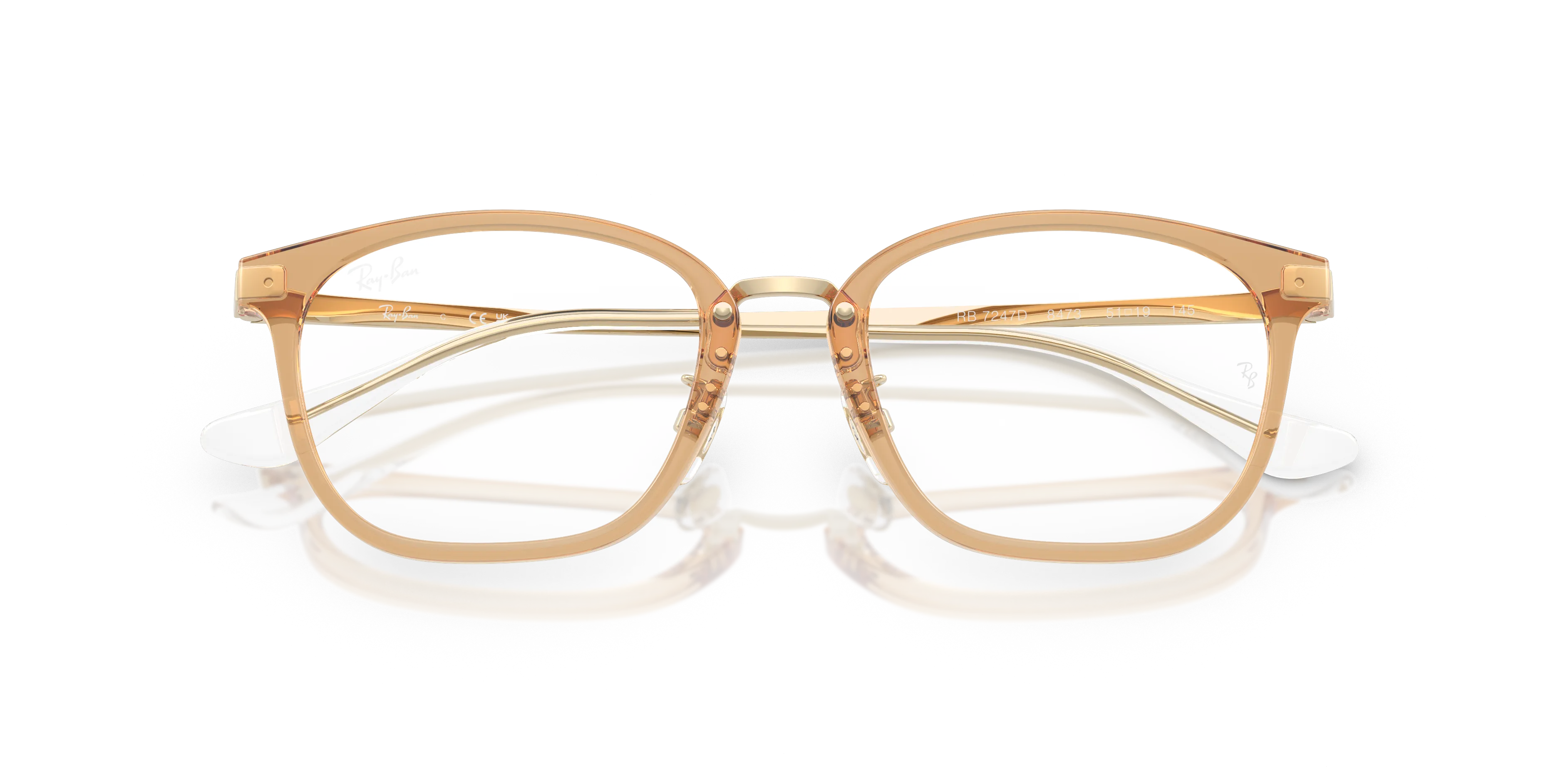 Ray - Ban RX7247D 8473 Montature da vista Iniettato Marrone Trasparente Squadrata Normale - immagine 2