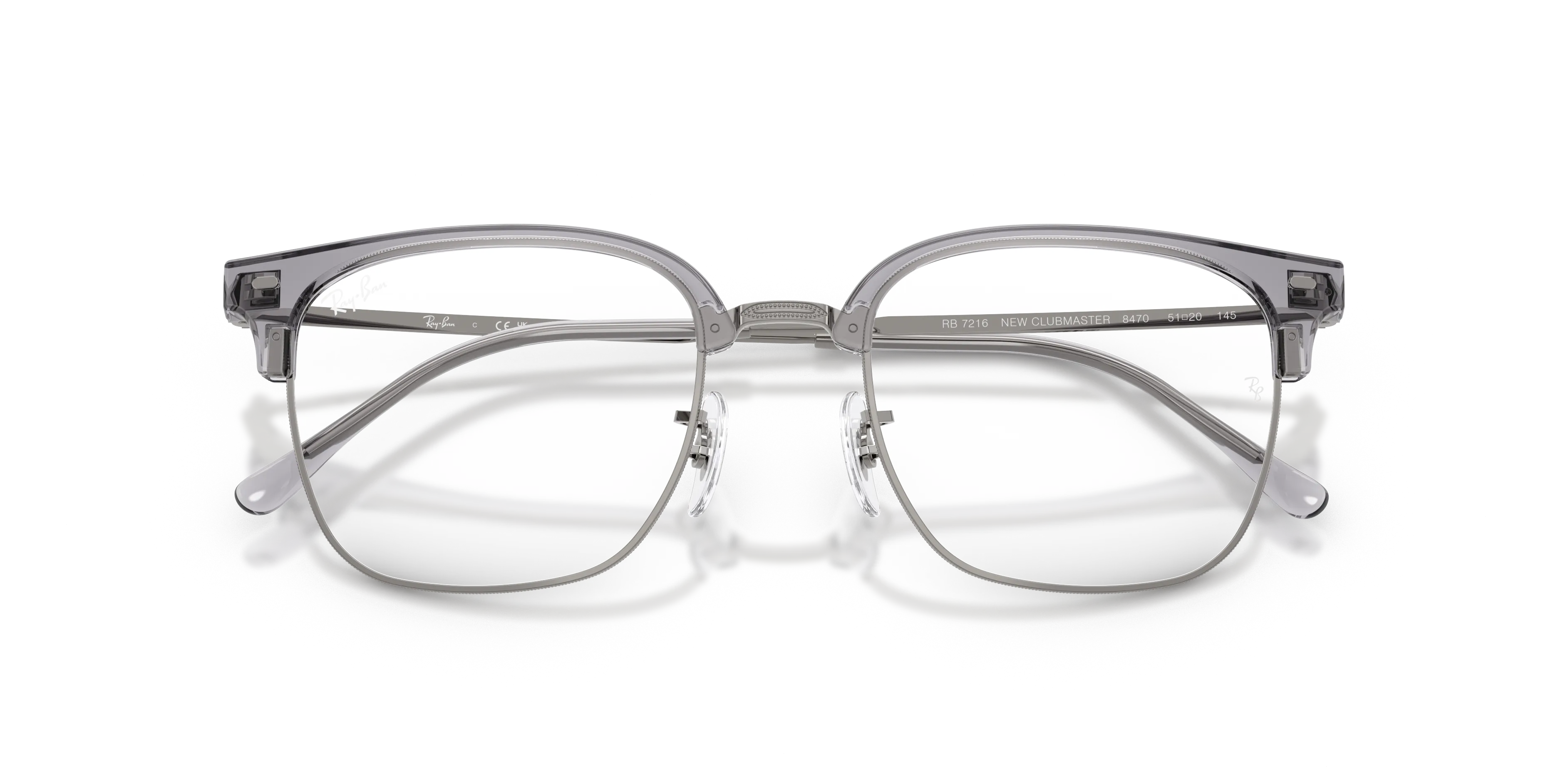 Ray - Ban RX7216 NEW CLUBMASTER 8470 Montature da vista Acetato Grigio Trasparente Squadrata Normale - immagine 2