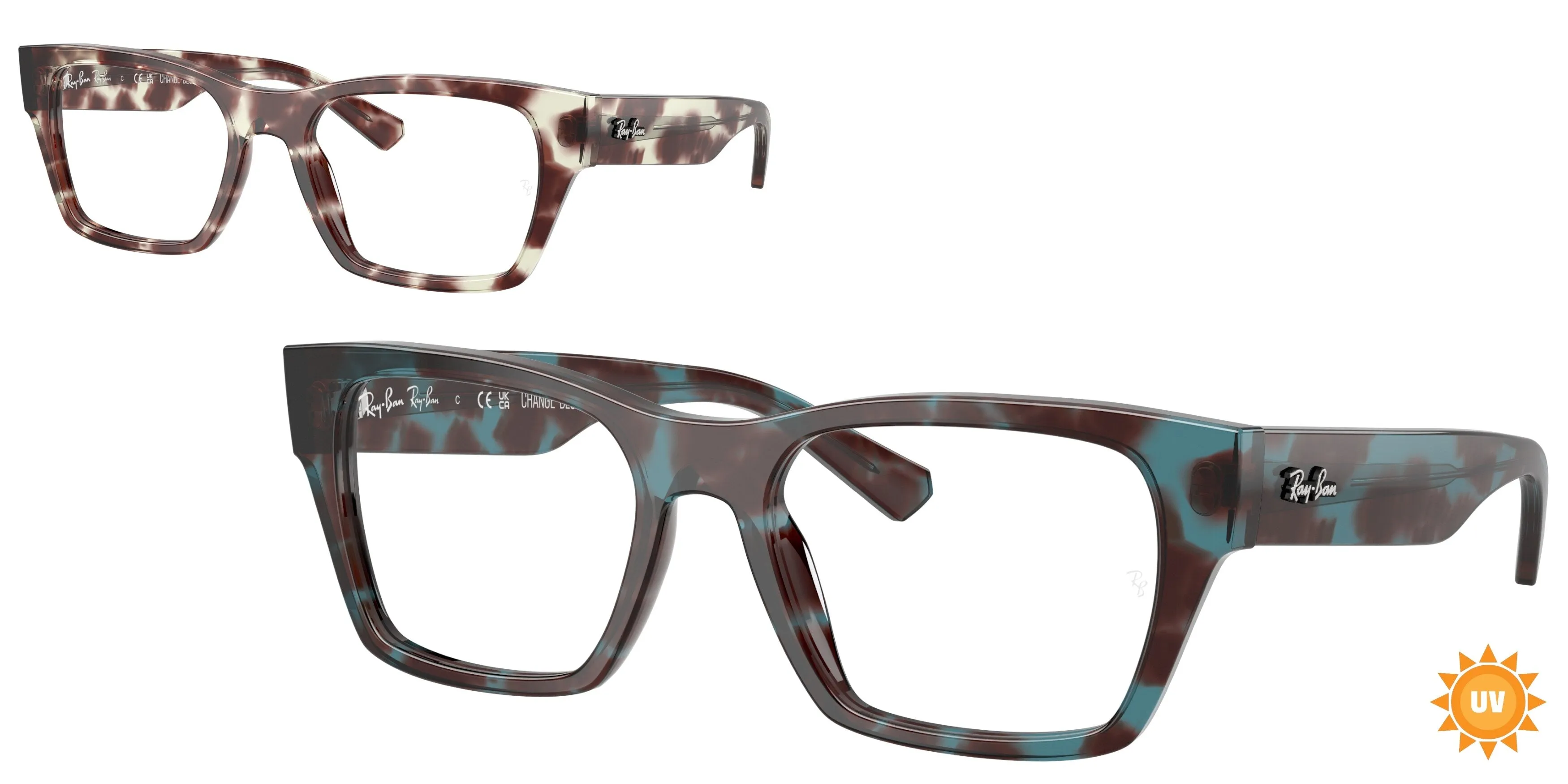 Ray - Ban RX5448 8458 Montature da vista Acetato Blu Trasparente Geometrica Normale - immagine 1